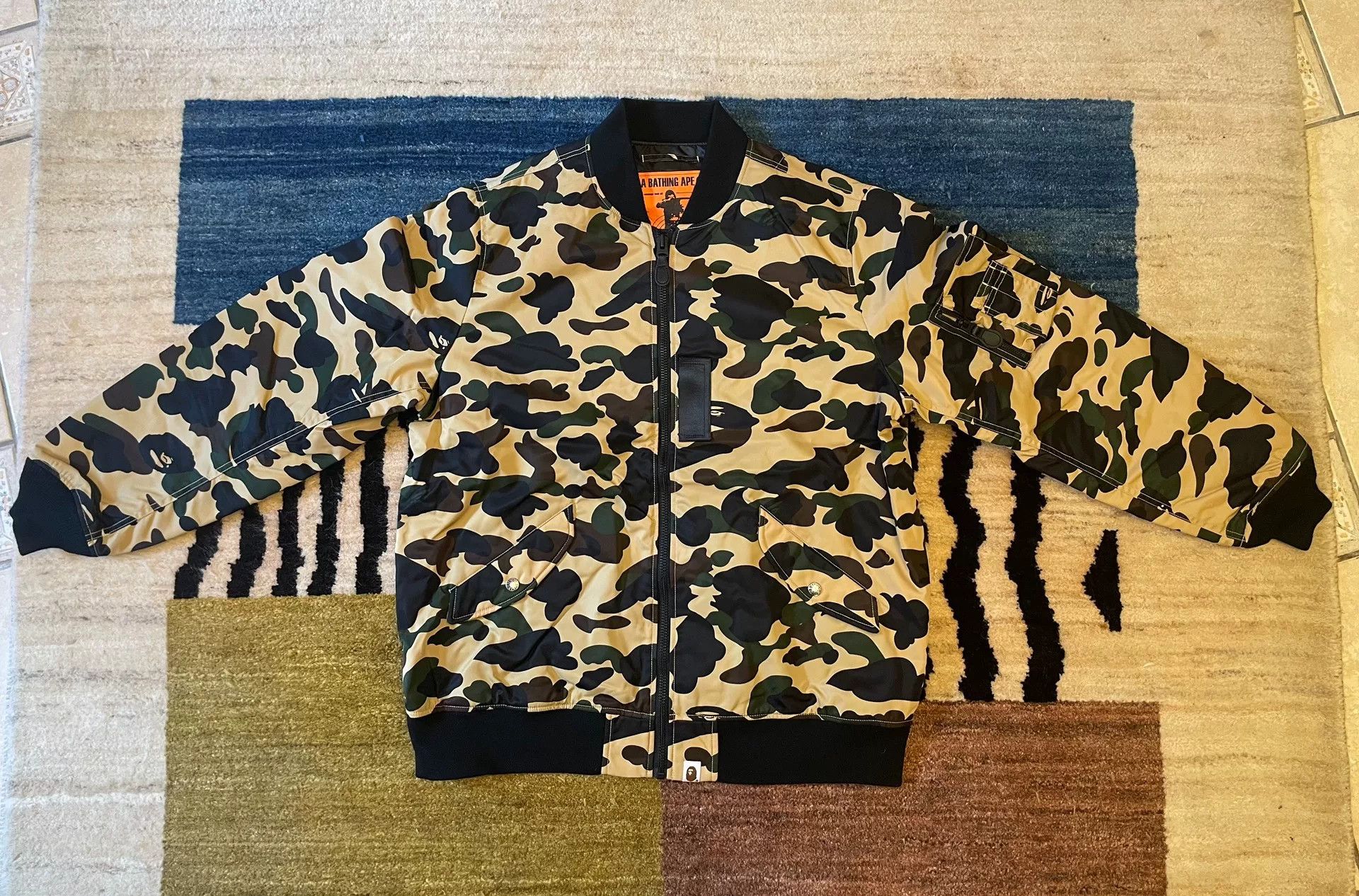 Bape Bape Yellow Camo Flight Jacket Size US XXL / EU 58 / 5 - 1 Thumbnail