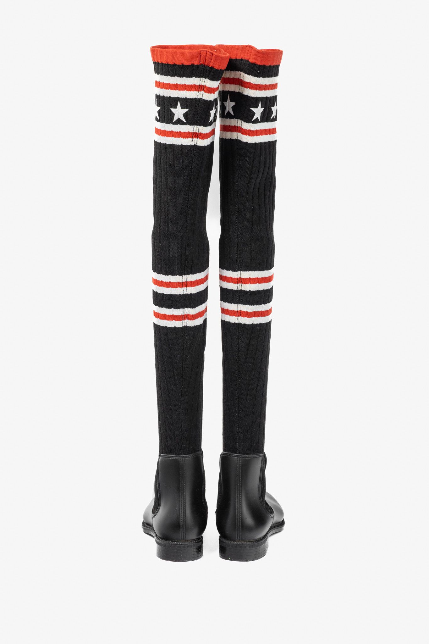 Givenchy Givenchy Black Over-the-Knee Star & Stripe Sock Rain Boots Size US 4.5 / IT 34.5 - 3 Thumbnail