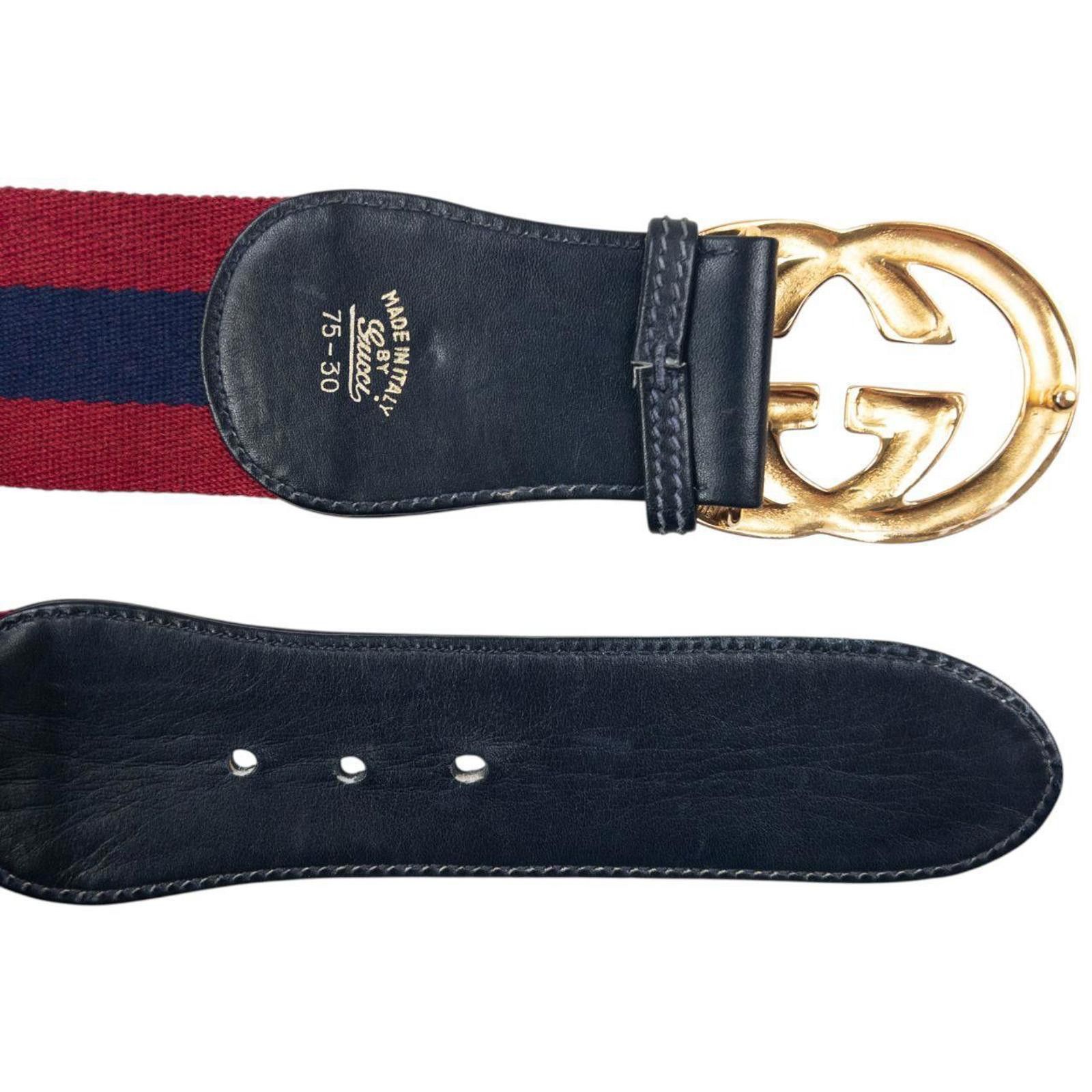 Gucci Vintage 90s Gucci Stripe Leather Belt Size W28 Size ONE SIZE - 7 Thumbnail