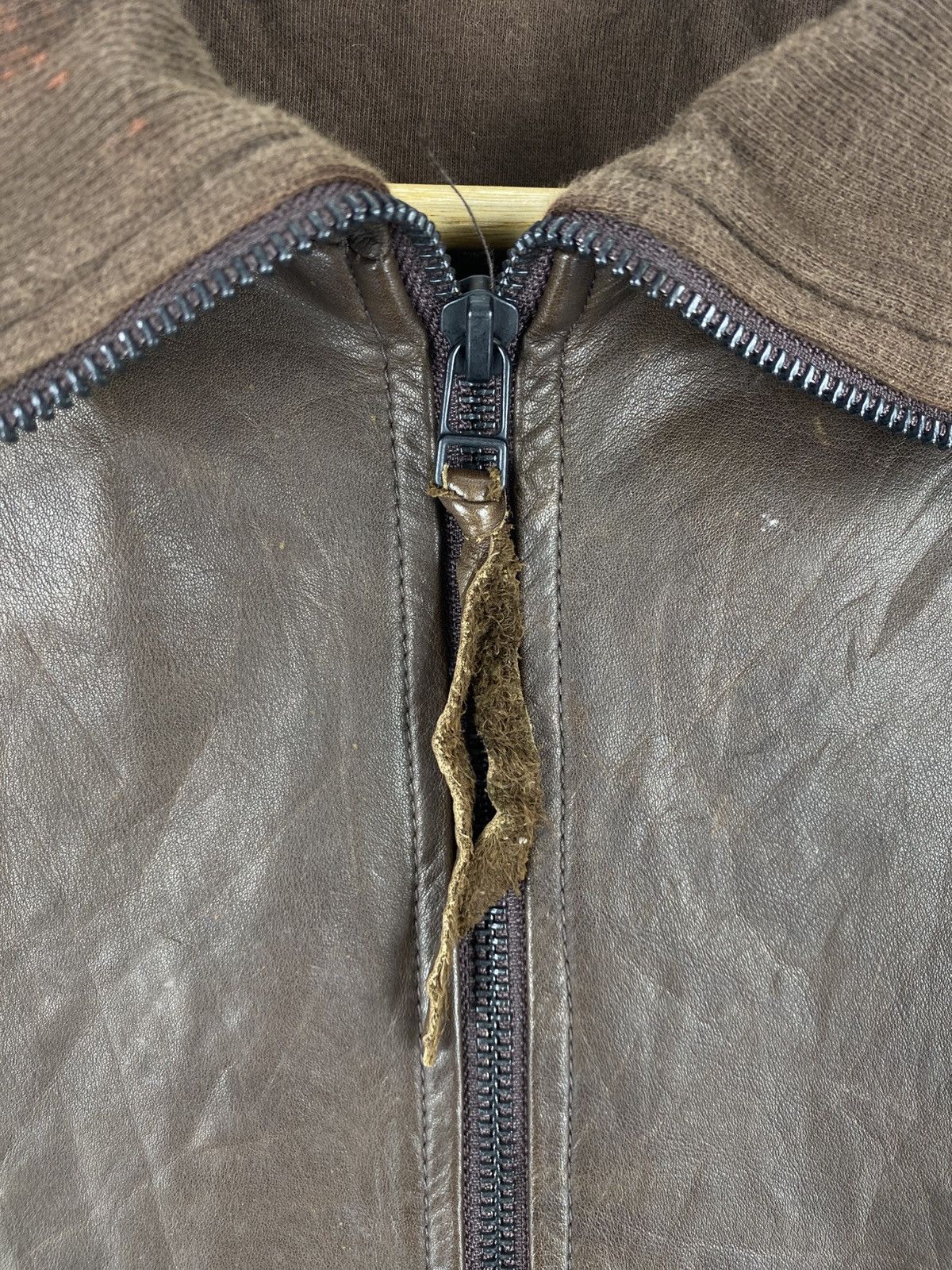 Japanese Brand Vintage 90’s Leather Zipper Jacket by Studious Shama Size US XXS / EU 40 - 8 Thumbnail