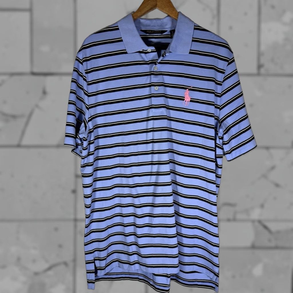 Ralph Lauren Polo Golf Ralph Lauren Wicking Blue Striped Polo Shirt Men's Size L Size US L / EU 52-54 / 3 - 1 Thumbnail