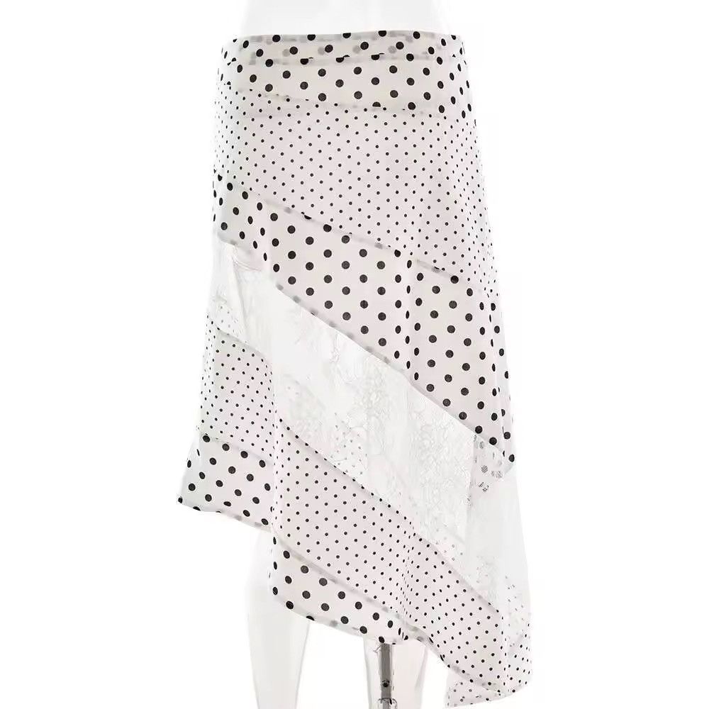 Other Vintage Patchwork Style Polka Dot Lace Skirt Size 28" / US 6 / IT 42 - 6 Thumbnail
