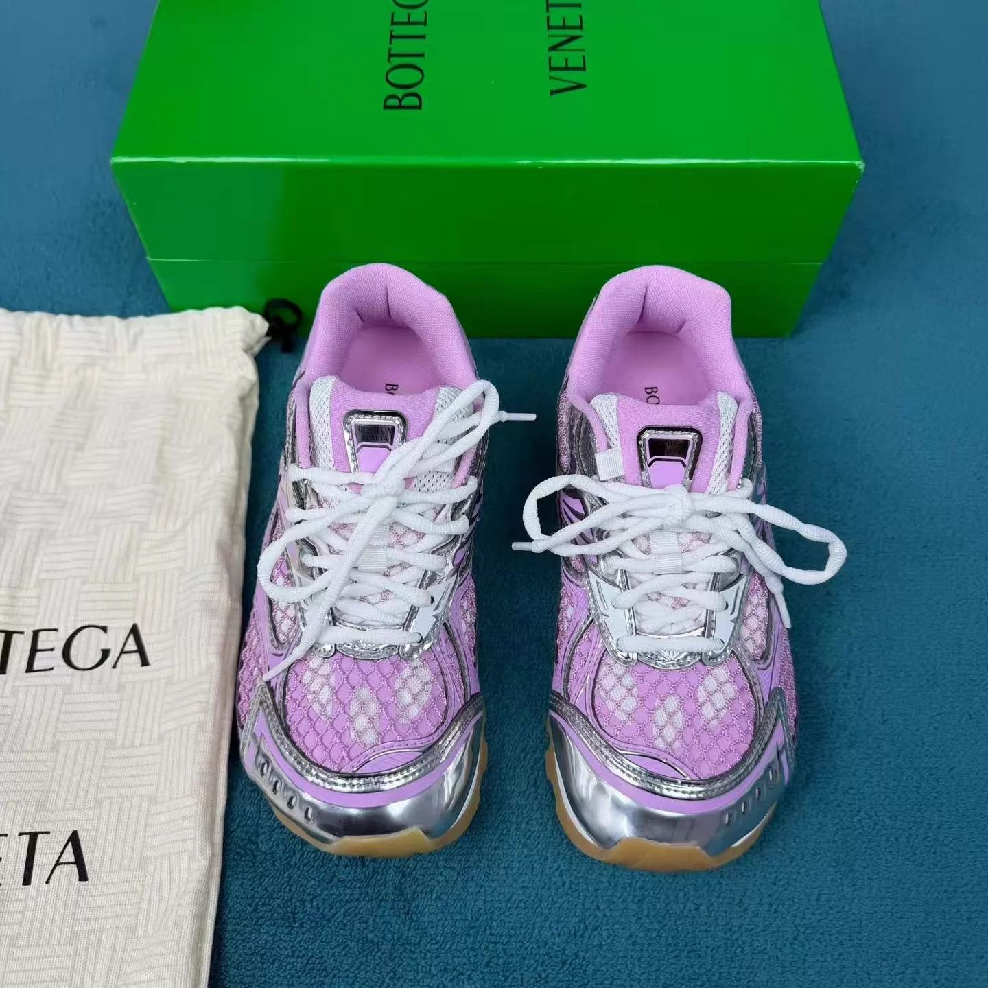 Bottega Veneta bv orbit mesh-paneled pink low-top sneakers 37 Size US 6.5 / IT 36.5 - 1 Thumbnail