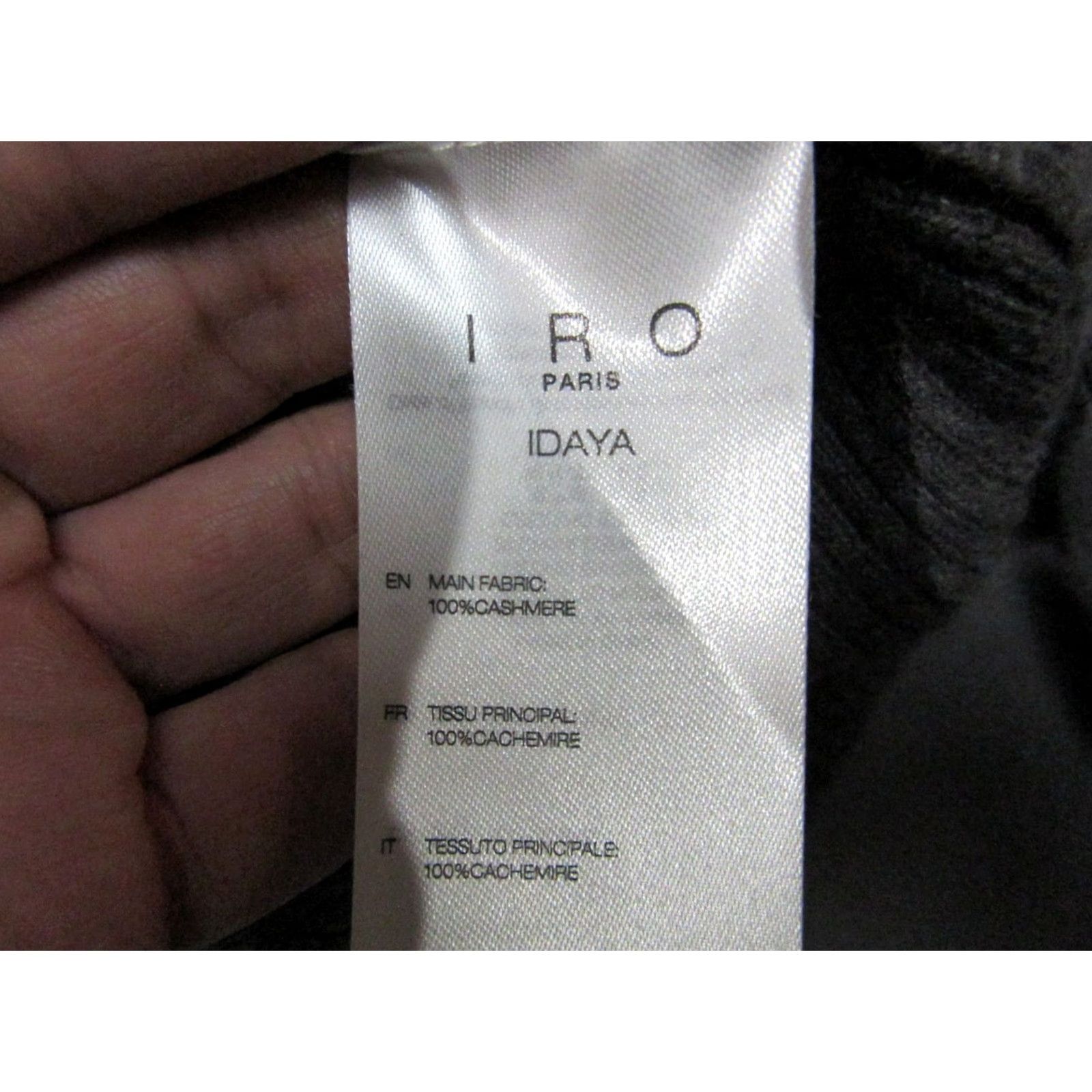 Iro IRO Sweater Women Medium Gray Paris Idaya Cashmere Ribbed Knit Open Back Cut Out Pullover Crew Neck Casual Winter Fall Ladies Size M / US 6-8 / IT 42-44 - 3 Thumbnail