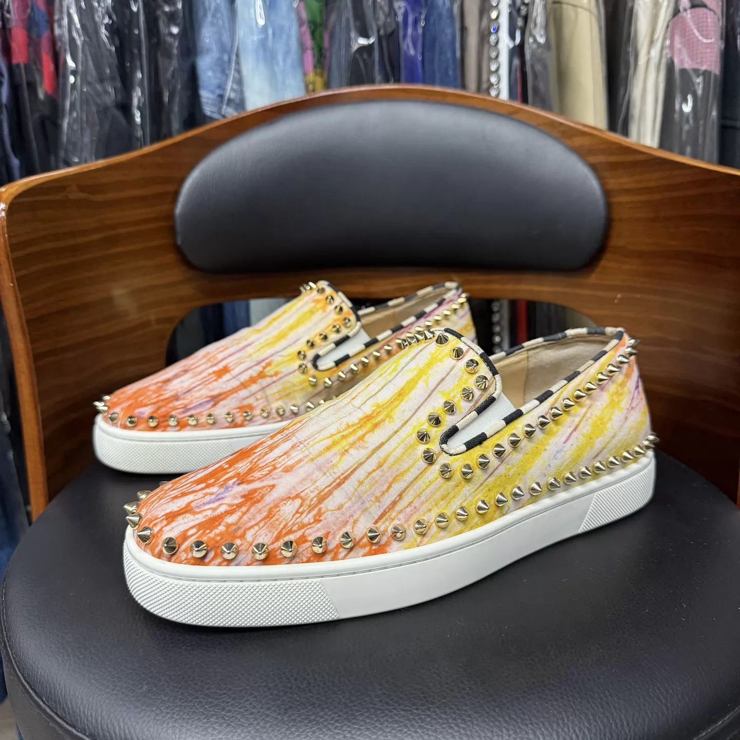 Christian Louboutin CL Lubotin Tie-Dye Red Sole Slip-On Casual Shoes Size US 7.5 / EU 40-41 - 1 Thumbnail