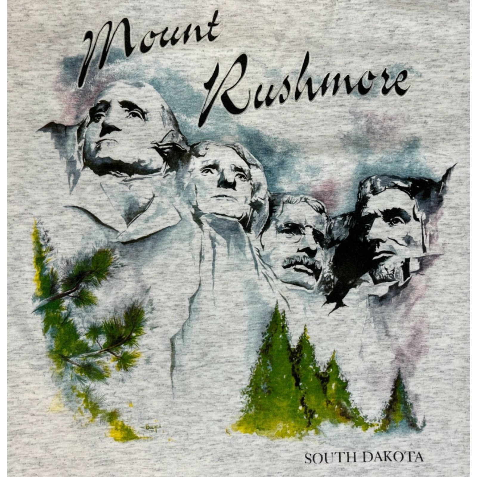 Vintage VINTAGE Mount Rushmore T-Shirt Unisex Adults XL Gray 60% Cotton 40% Polyester 90s Oneita SX? Size US XL / EU 56 / 4 - 3 Thumbnail
