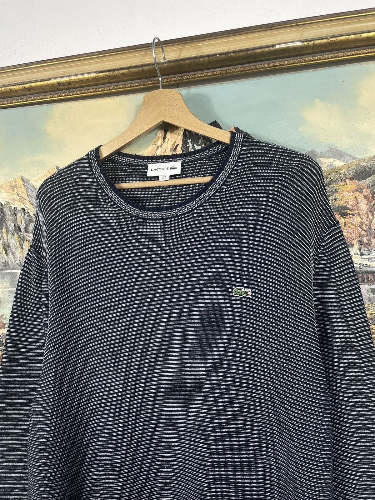 Lacoste × Vintage Lacoste retro y2k 00s Navy Striped jumper pull knitwear Size US L / EU 52-54 / 3 - 4 Thumbnail