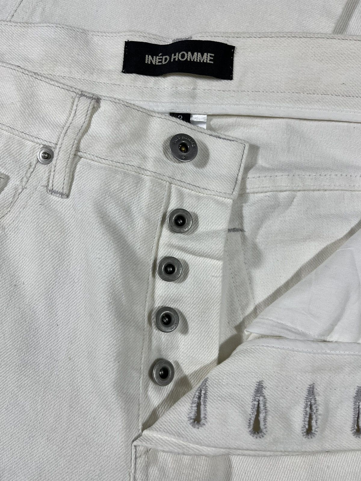 Yohji Yamamoto INED HOMME White Straight Denim Pants Made In Japan Size US 31 - 9 Thumbnail