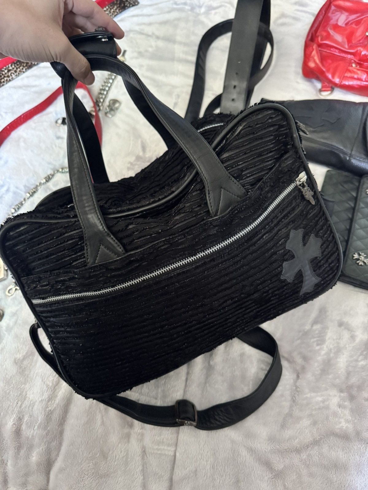 Chrome Hearts Chrome Hearts Waxed Destroyed Leather Cross Patch Bag Size ONE SIZE - 1 Thumbnail
