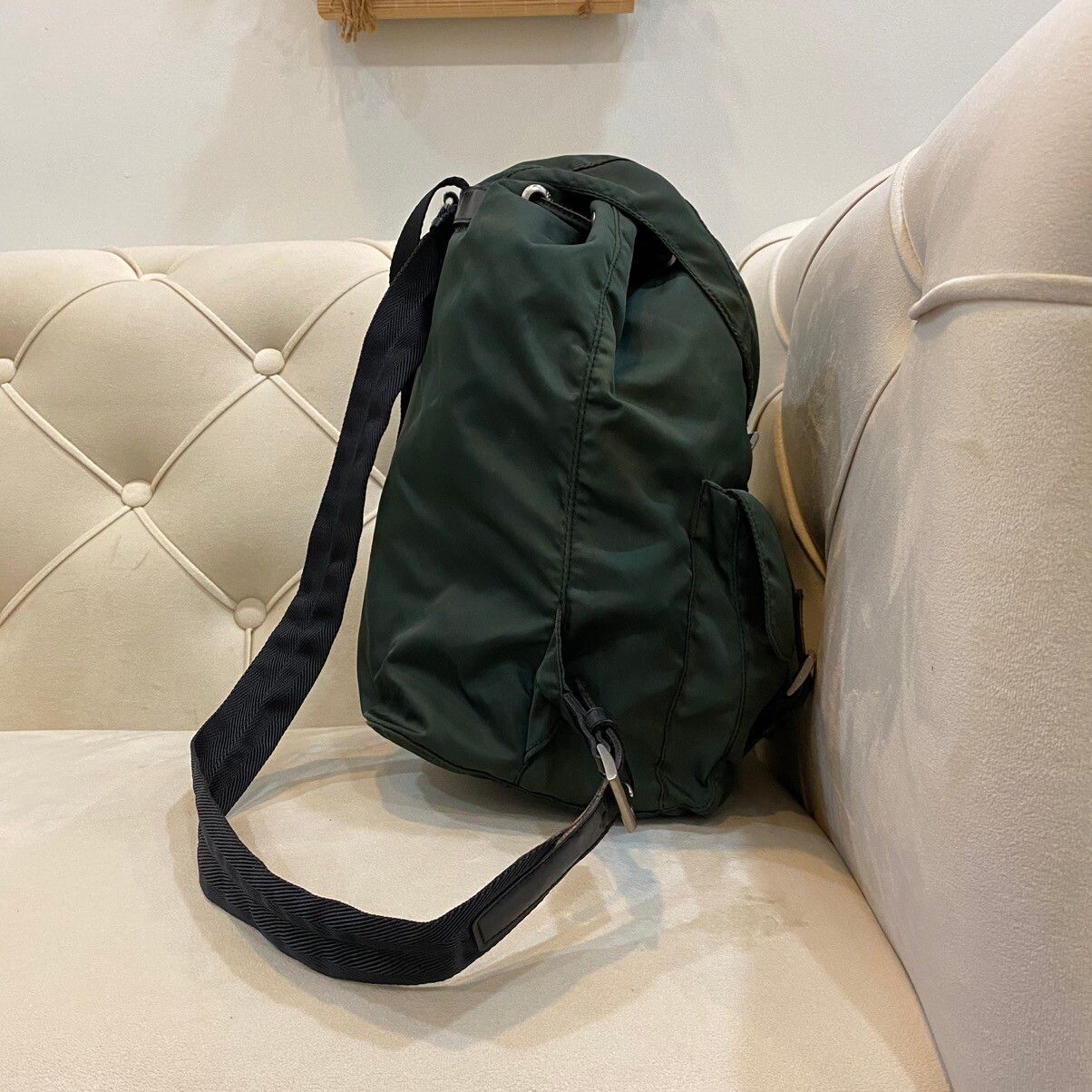 Vintage Vintage Prada Green Nylon Vela Backpack Size ONE SIZE - 8 Thumbnail