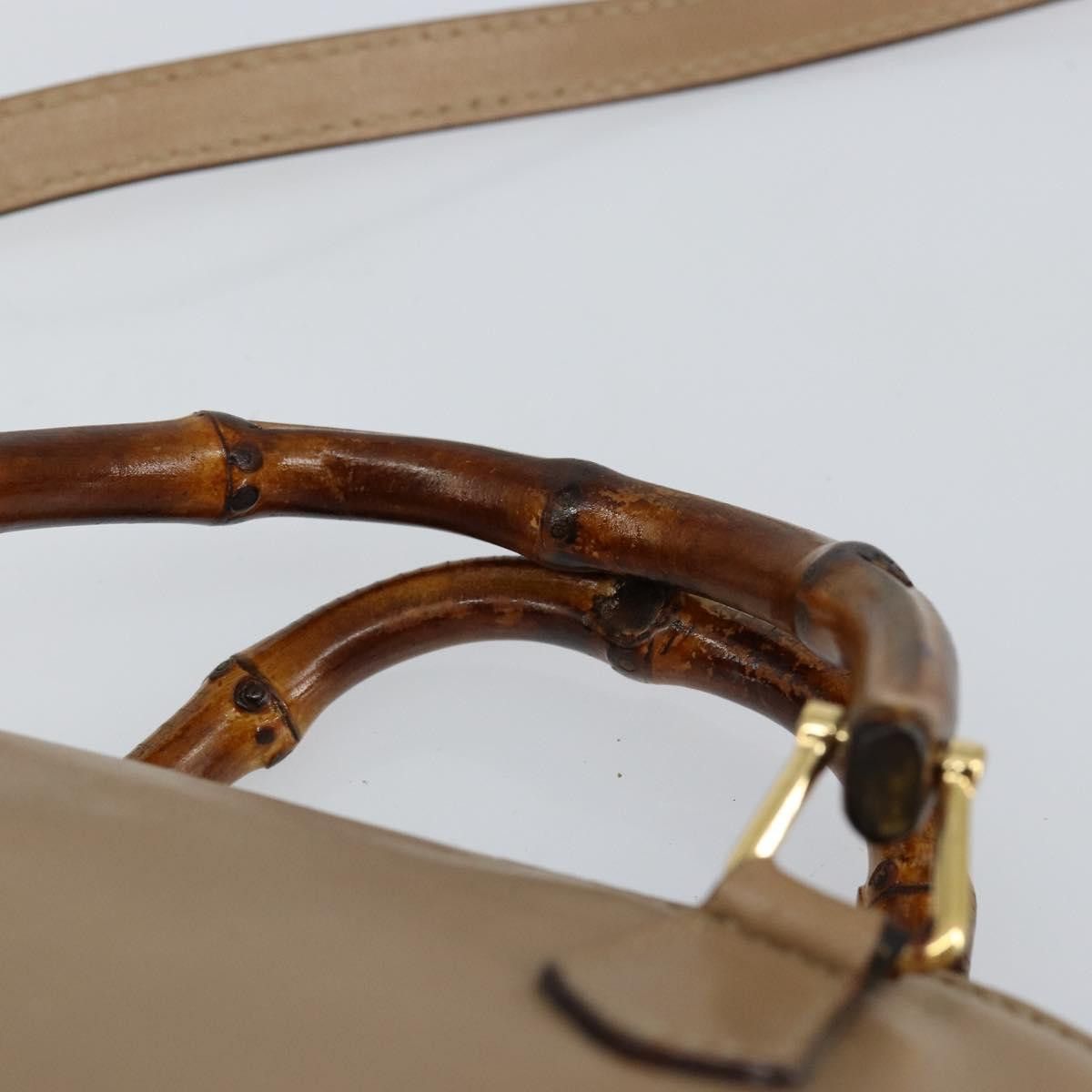 Gucci GUCCI Bamboo Handbag Leather Beige Gold 007 2865 007 2865 Size ONE SIZE - 8 Thumbnail