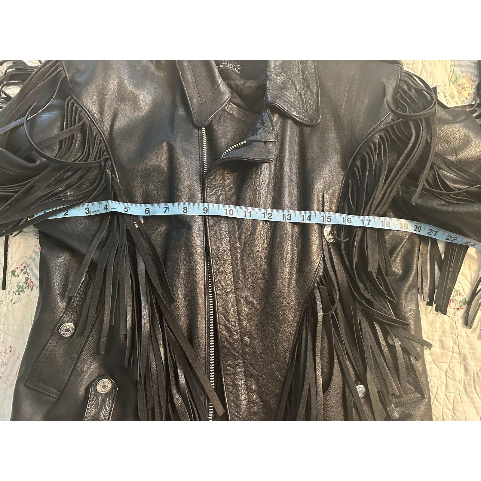 Vintage 80s HEAVY FRINGED LEATHER BIKER MOTO JACKET QUILTED LINING Size ONE SIZE - 10 Thumbnail
