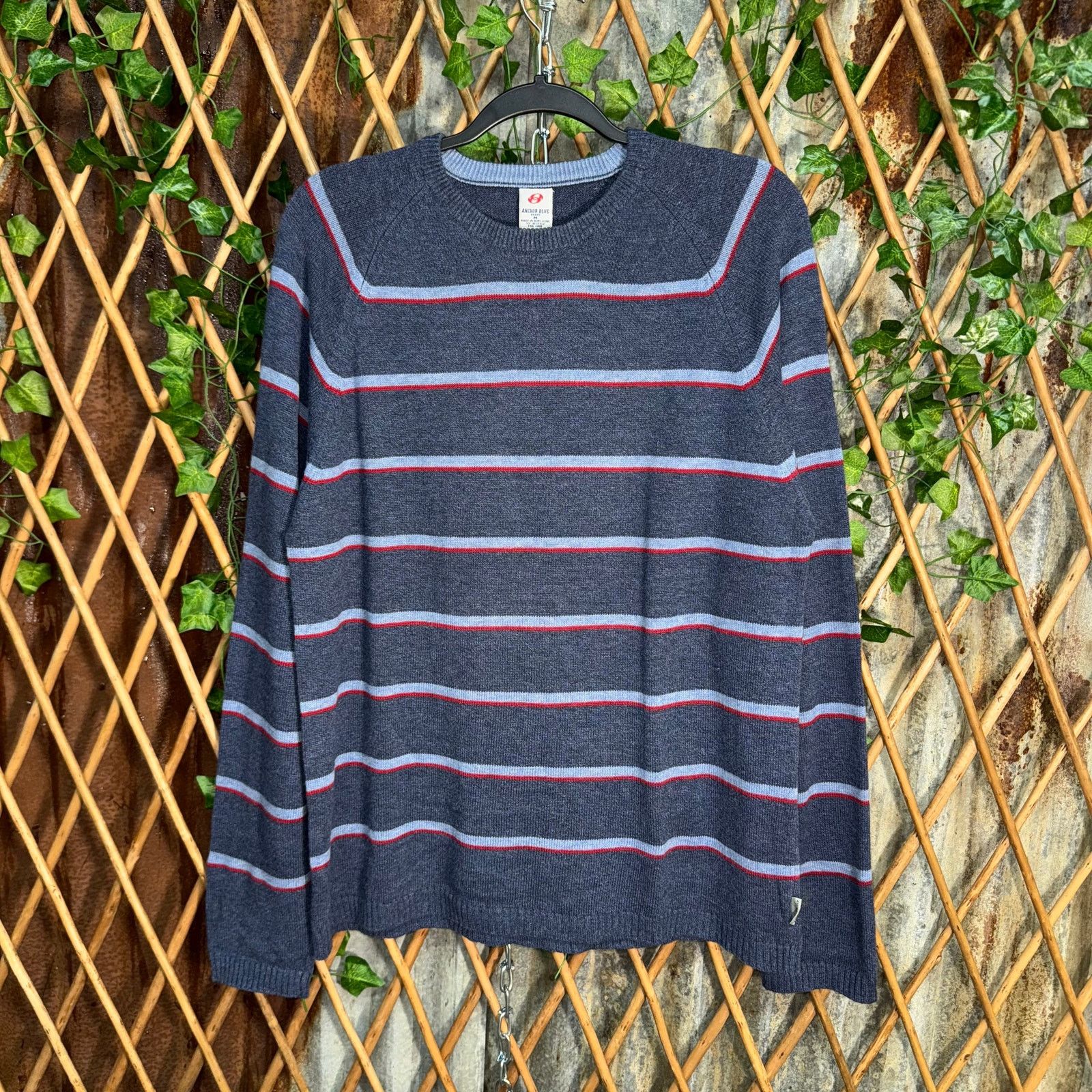 Anchor Blue Vintage Y2K anchor blue surf/skate 00s striped knit sweater Size US M / EU 48-50 / 2 - 1 Thumbnail