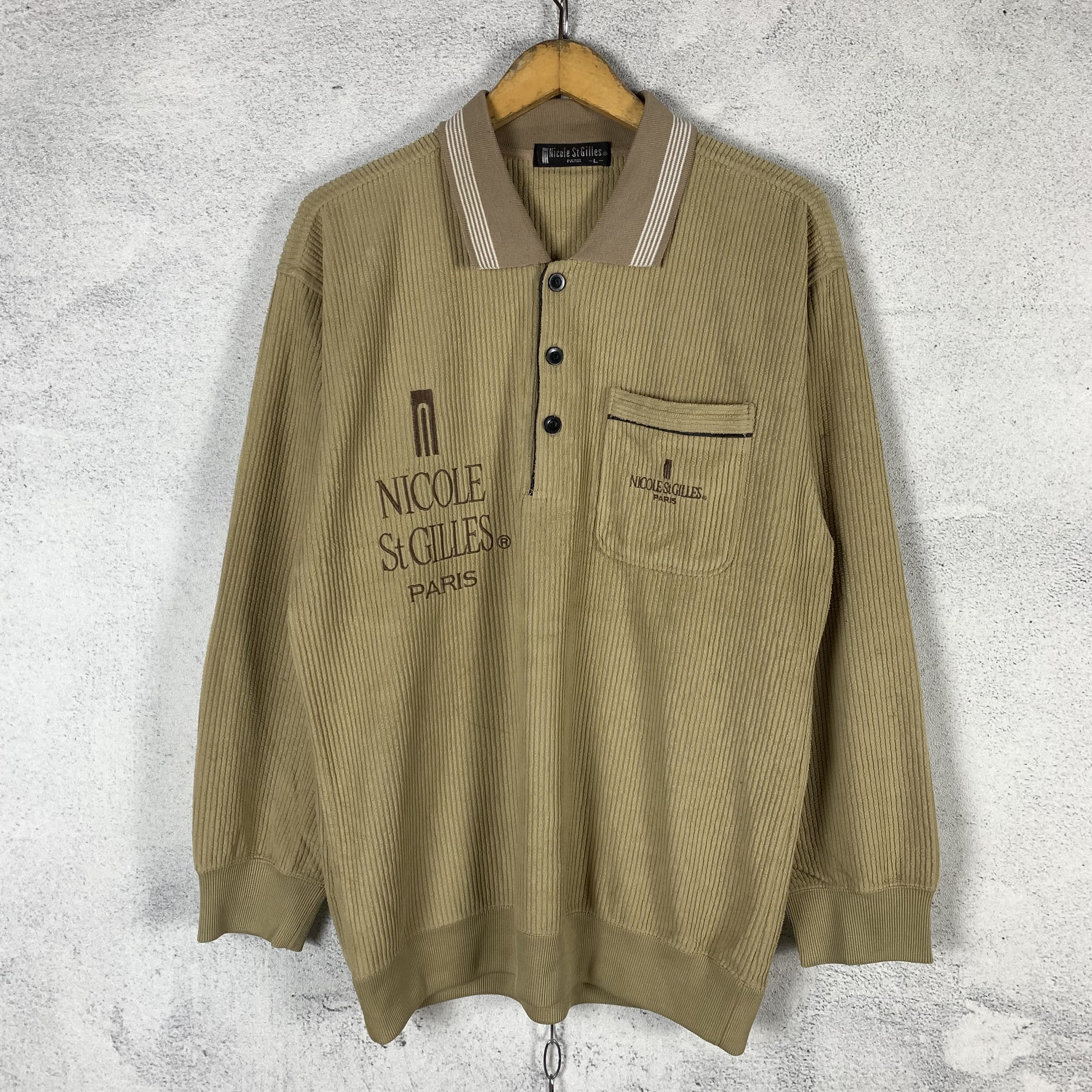 Vintage Vintage 90s Nicole St Gilles Paris Sweatshirt Crewneck Beige Size US L / EU 52-54 / 3 - 1 Thumbnail