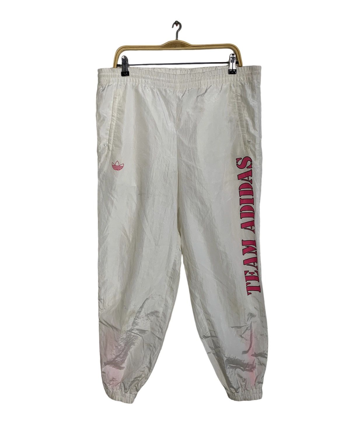 Image of Hype 90's Adidas Spell Out Logo Pant Olympic in White, Men's (Size 35)