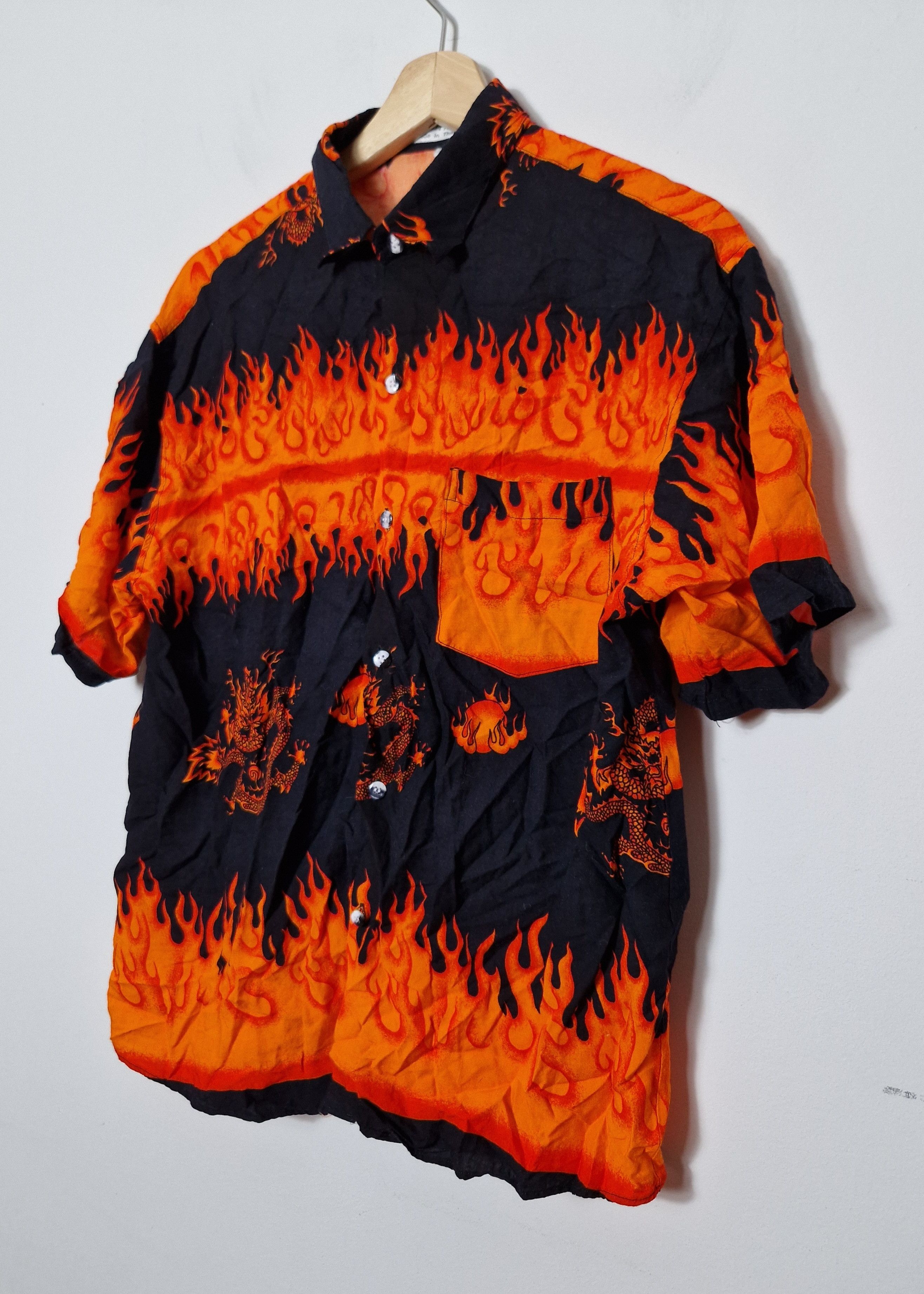 Vintage vintage y2k 2000s flame shirt crazy 90s Size US L / EU 52-54 / 3 - 3 Thumbnail