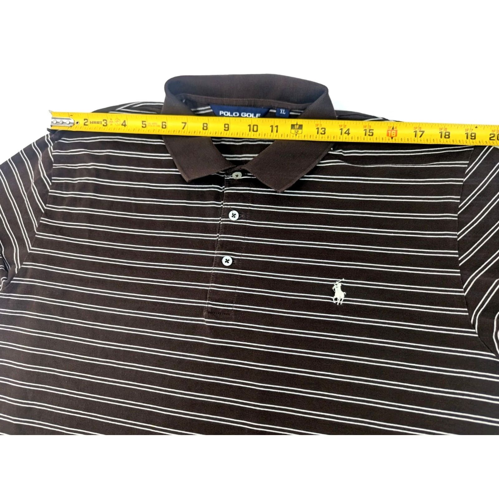 Polo Ralph Lauren VINTAGE Polo Ralph Lauren Polo Golf Brown White Stripe Polo Shirt XL Men Short Sleeve Size US XL / EU 56 / 4 - 7 Thumbnail