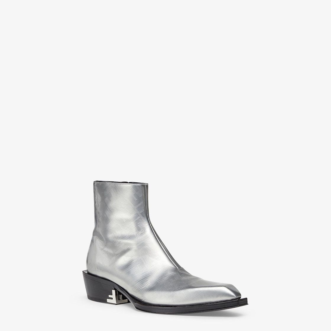 Fendi o1s1wg111224 Metallic Leather Stacked Heel Ankle Boots Size US 7 / EU 40 - 2 Thumbnail