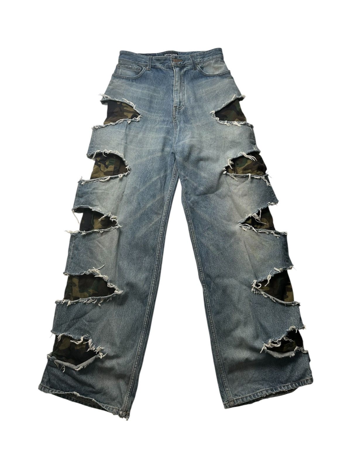 Balenciaga Balenciaga AW21 afterworld slashed camo denim XS Size US 30 / EU 46 - 1 Thumbnail