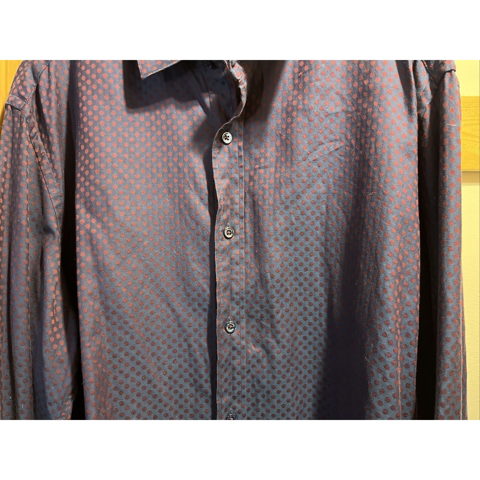BUGATCHI Bugatchi Uomo Men’s L Purple Geometric Dot LS Cotton Shirt Size US L / EU 52-54 / 3 - 5 Thumbnail