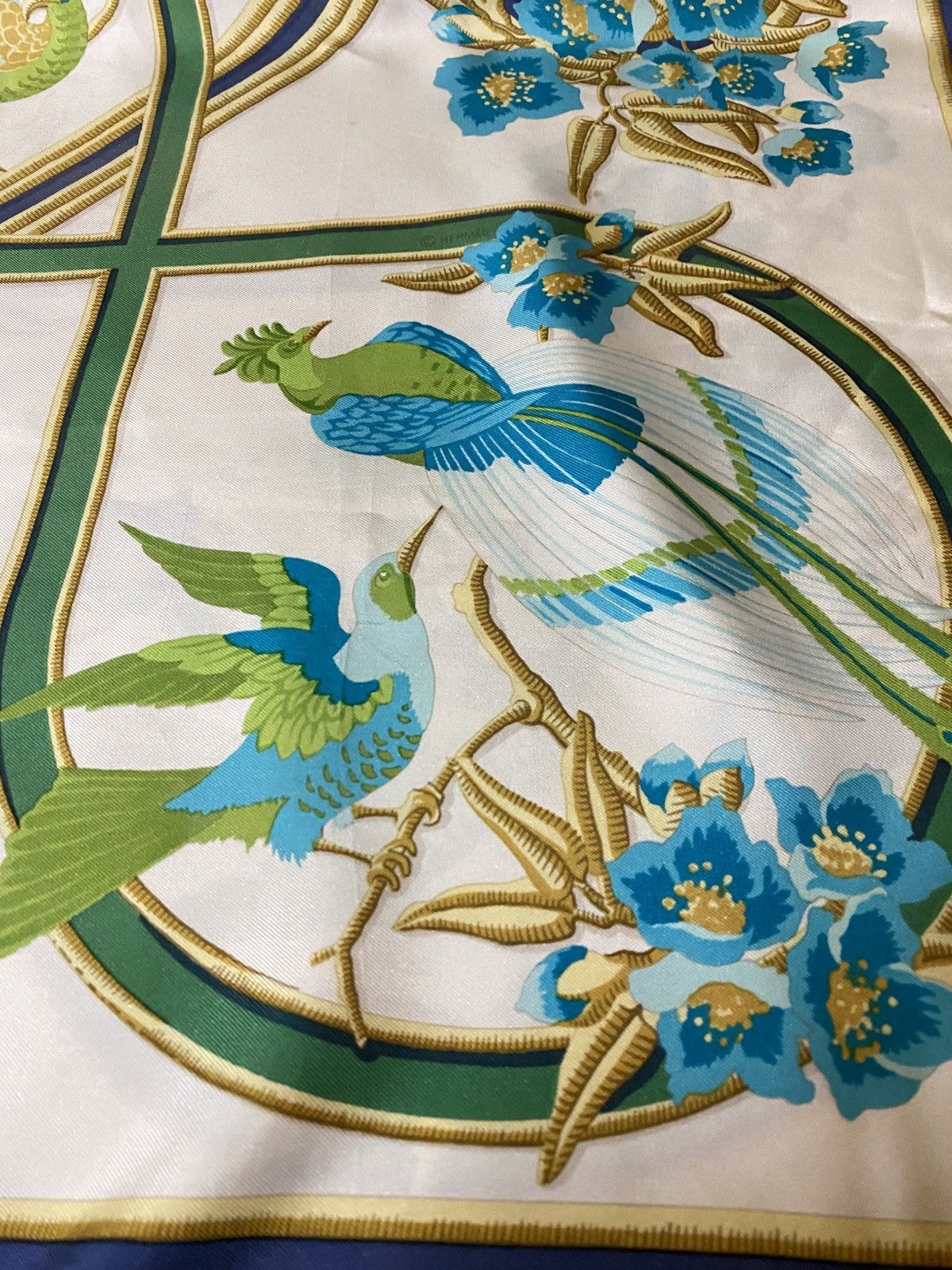 Hermes HERMES Scarf 100% Silk CARAIBES Caribbean Birds Green Ivory Size ONE SIZE - 12 Thumbnail