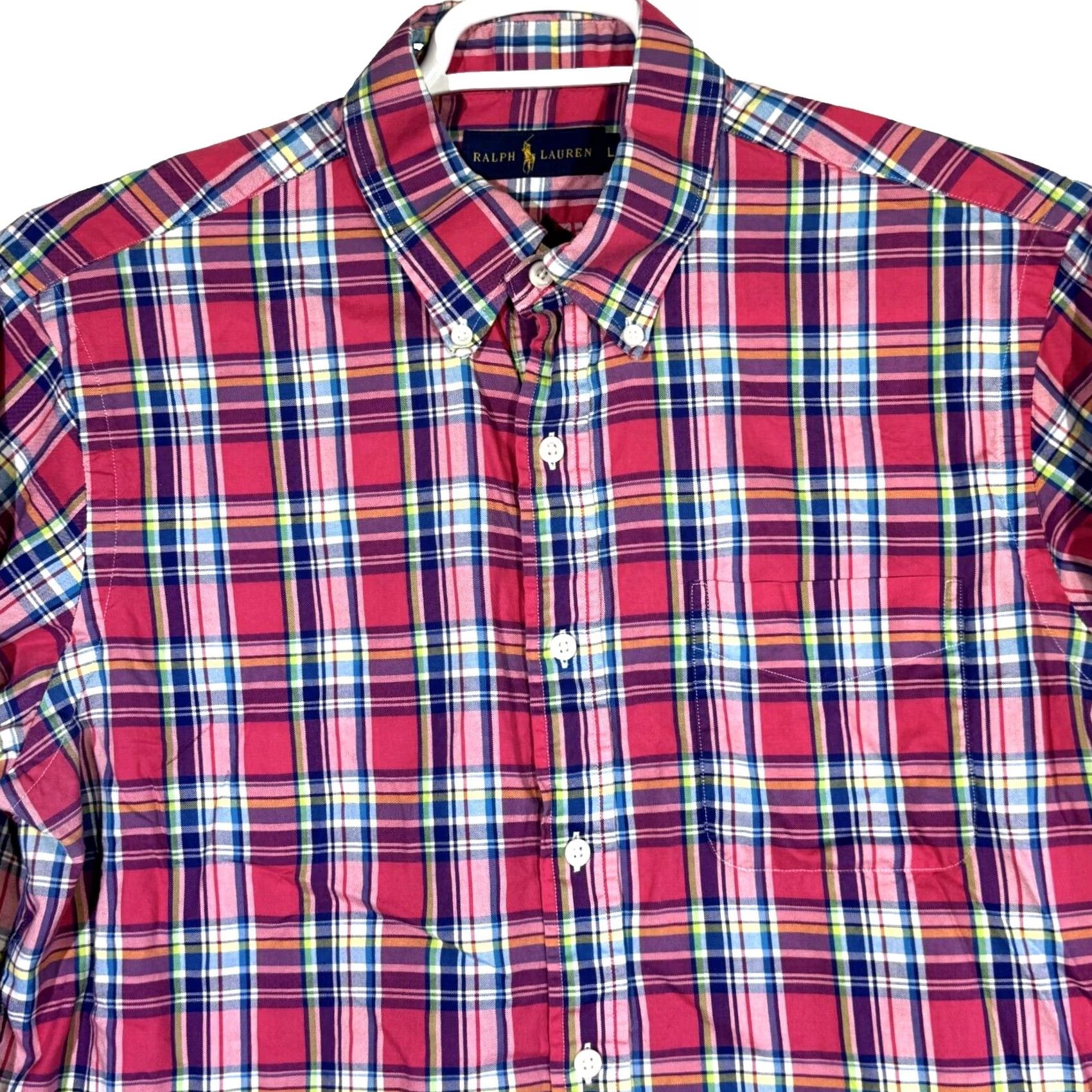 Ralph Lauren Ralph Lauren Mens L Plaid Shirt Cotton Button-Down Long Sleeve Pink & Blue Classic Size US L / EU 52-54 / 3 - 4 Thumbnail