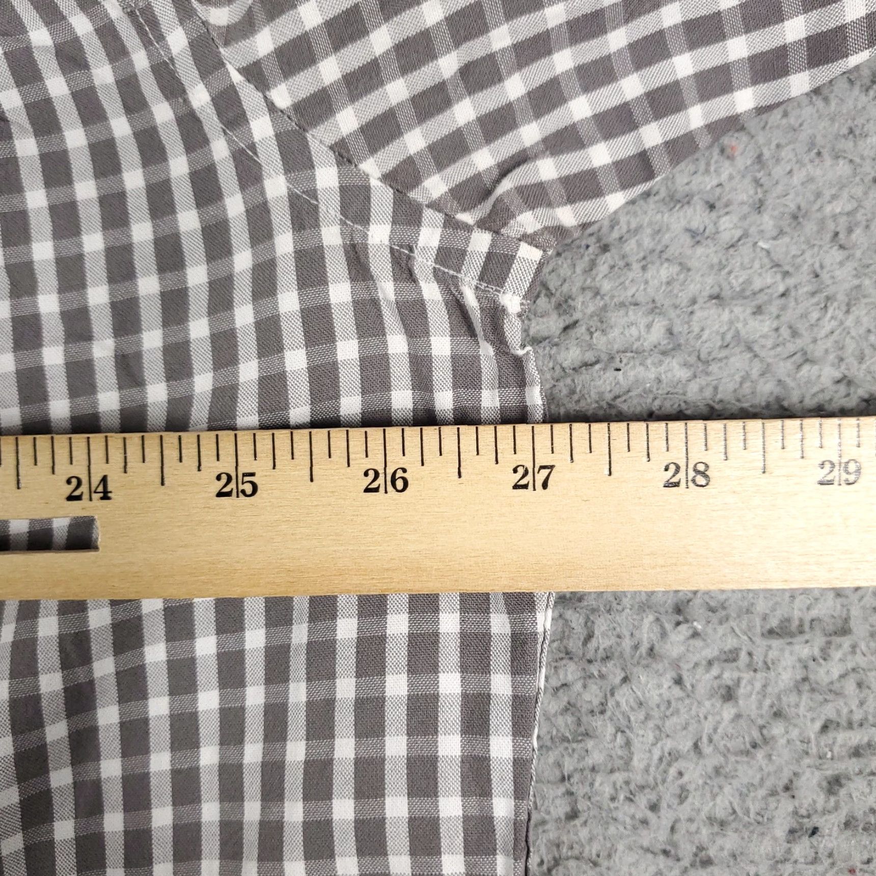 Nautica Nautica Dress Shirt Mens 17.5 Beige Check Long Sleeve Button Up Size 17.5 Adult Regular Mens Size 46R - 6 Thumbnail
