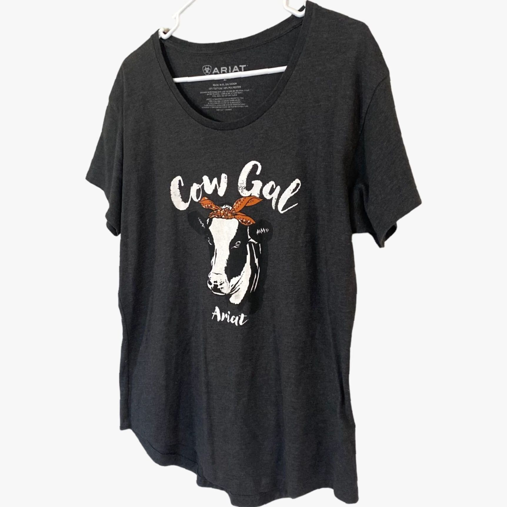 Ariat VINTAGE Ariat Cow Gal Graphic T Shirt Charcoal Gray Short Sleeve Womens Large L Woman T-Shirt Gray Cotton Blend Short Sleeve Gal Graphic Size L / US 10 / IT 46 - 2 Thumbnail