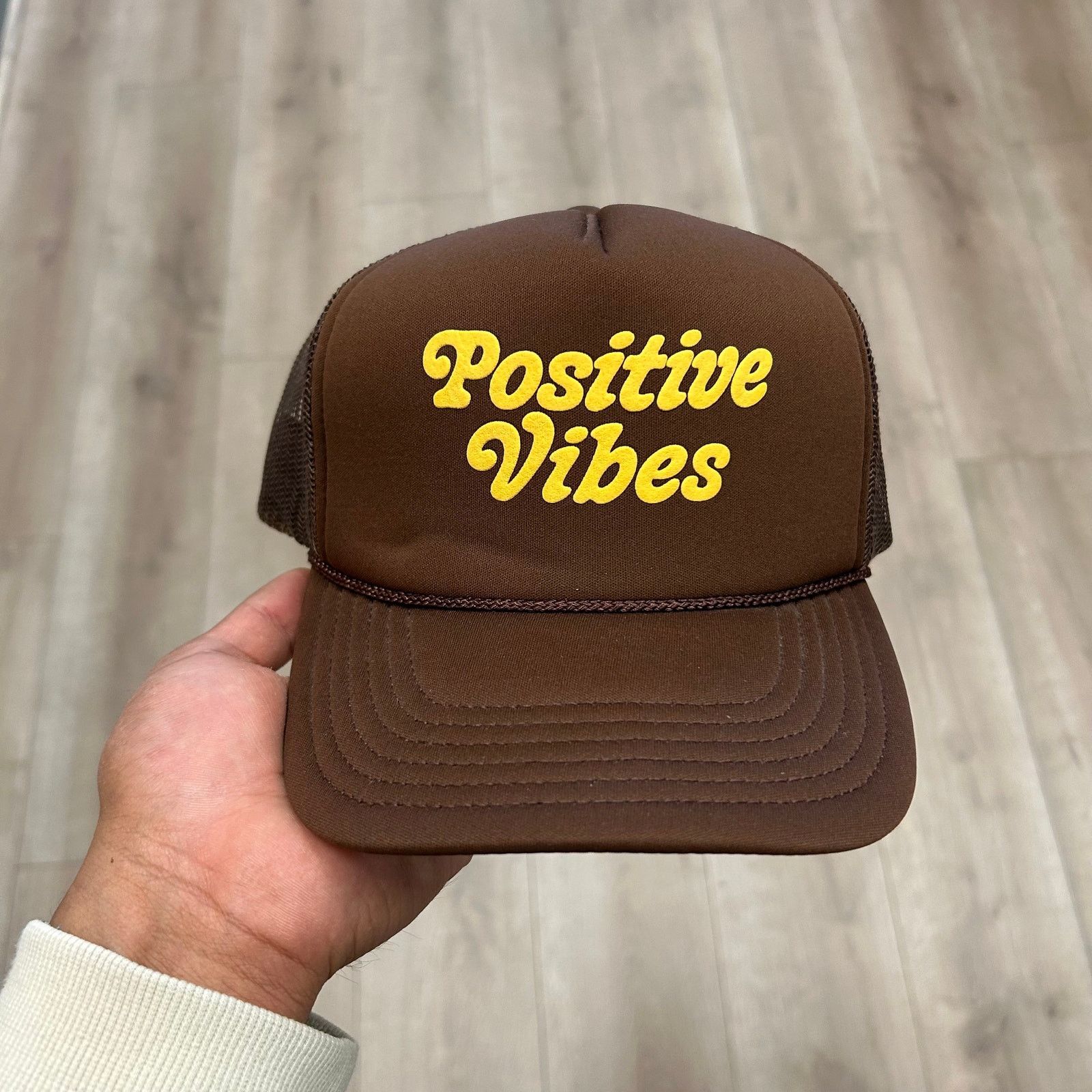 Urban Outfitters New Urban Outfitters Positive Vibes Trucker Hat Cap Brown Size ONE SIZE - 2 Thumbnail