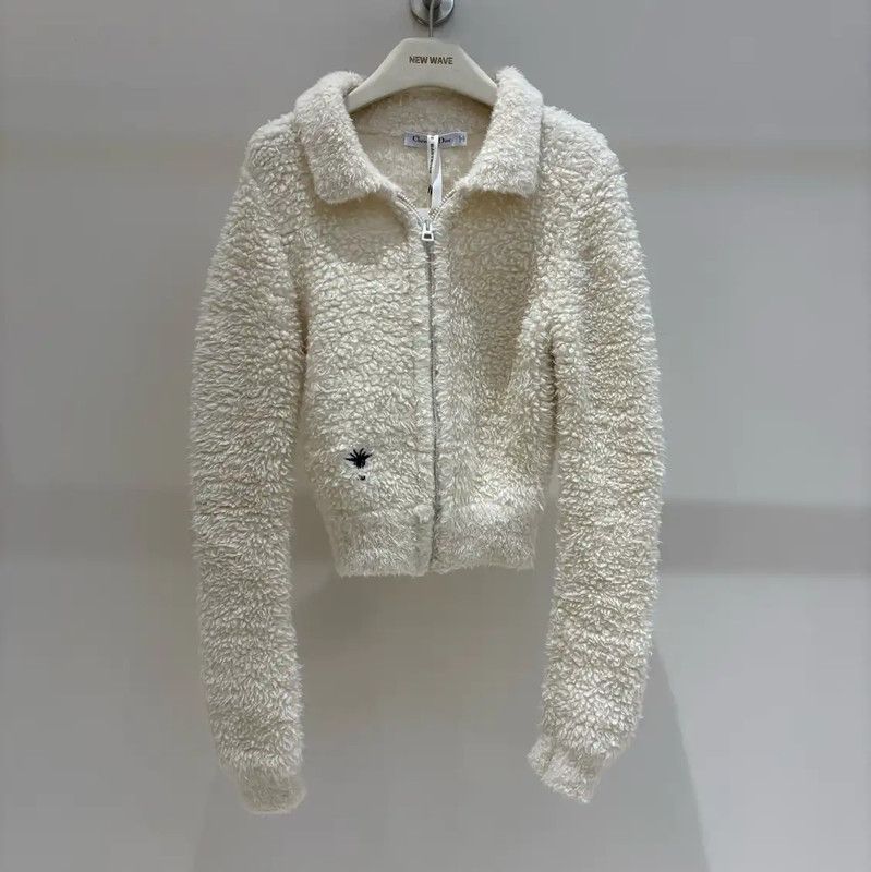 Dior Dior Cream Wool Cropped Cardigan for Women 0089 Size S / US 4 / IT 40 - 1 Thumbnail