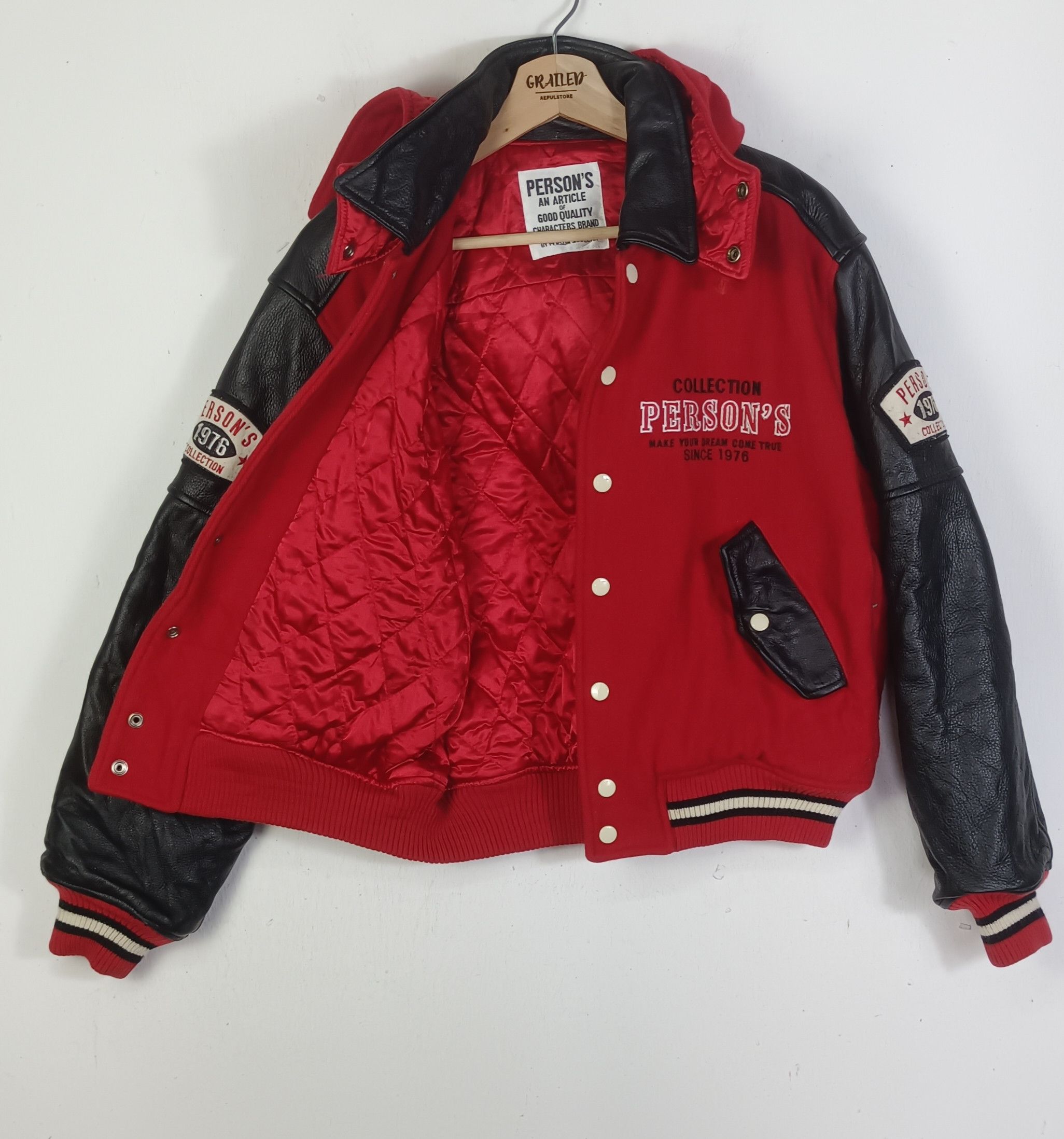 PERSON'S Vintage Person's An Atircle Collection Wool & Leather Jacket Size US L / EU 52-54 / 3 - 2 Thumbnail