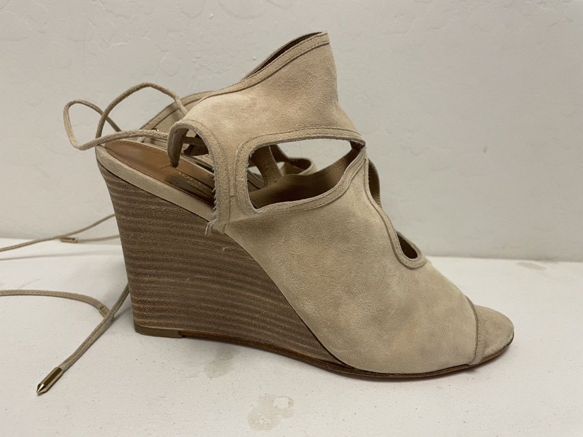 Aquazzura Sexy Thing Cut Out Suede Wedge Sandals Size US 10 / IT 40 - 4 Thumbnail