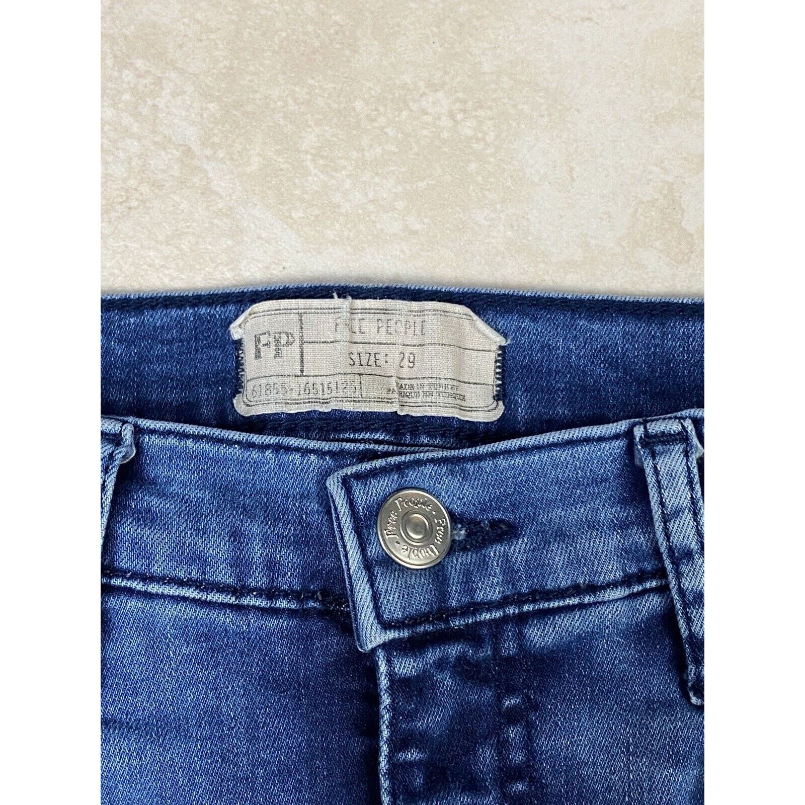 Free People Free People 29 Regular Distressed Stretch Blue Denim Jeans Size 29" - 2 Thumbnail