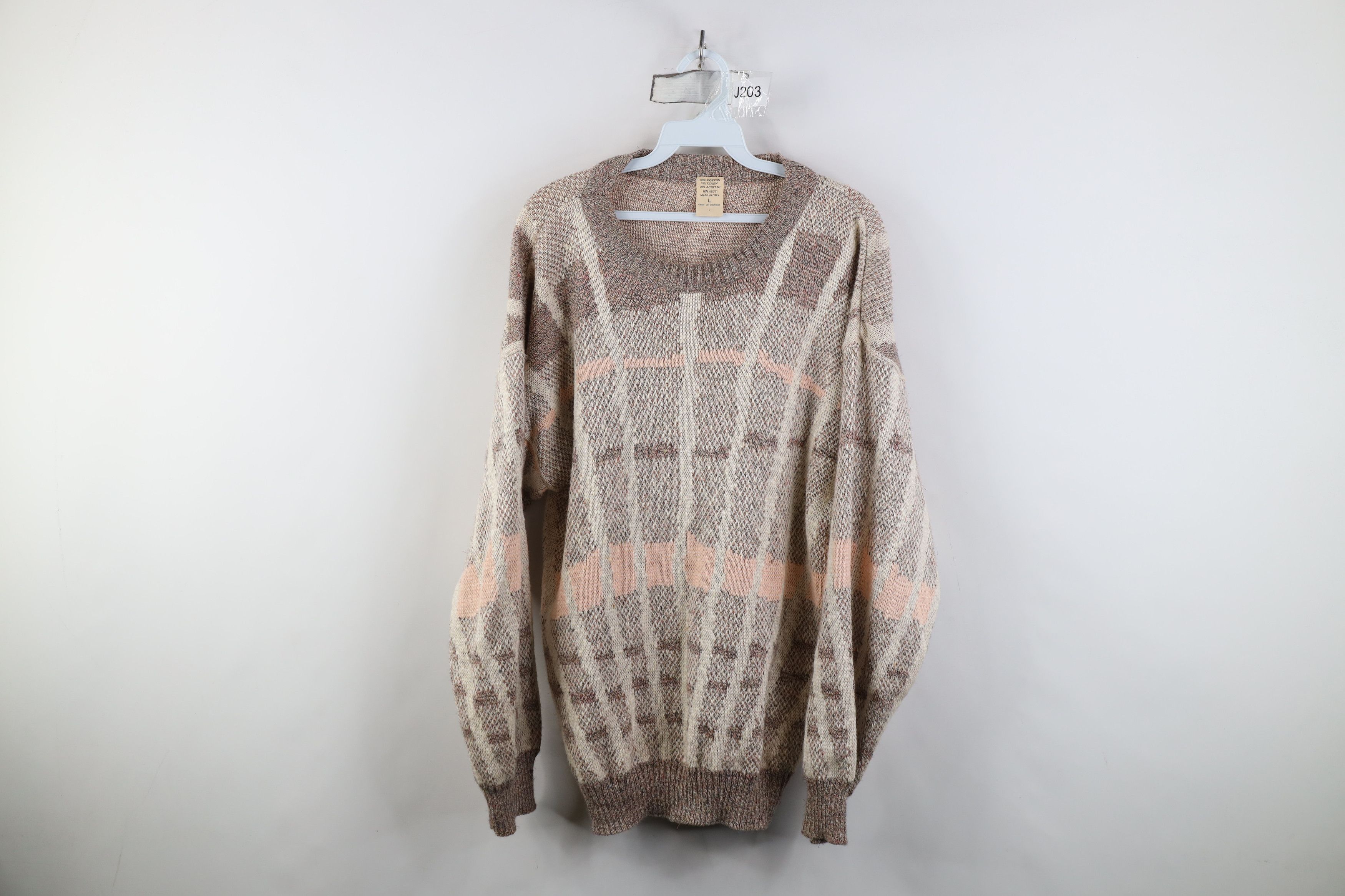 Vintage Vintage 90s Streetwear Tone Pastel Linen Blend Knit Sweater Size US L / EU 52-54 / 3 - 1 Thumbnail