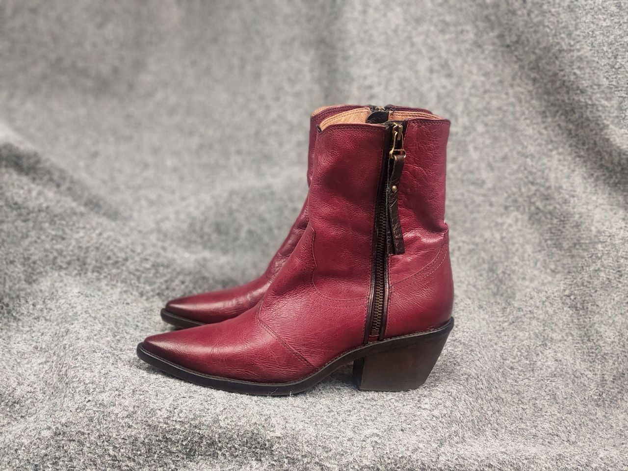 A.S.98 A.S.98 Design Charlie Red Leather Zip Ankle Western Boots Size US 9 / IT 39 - 8 Thumbnail