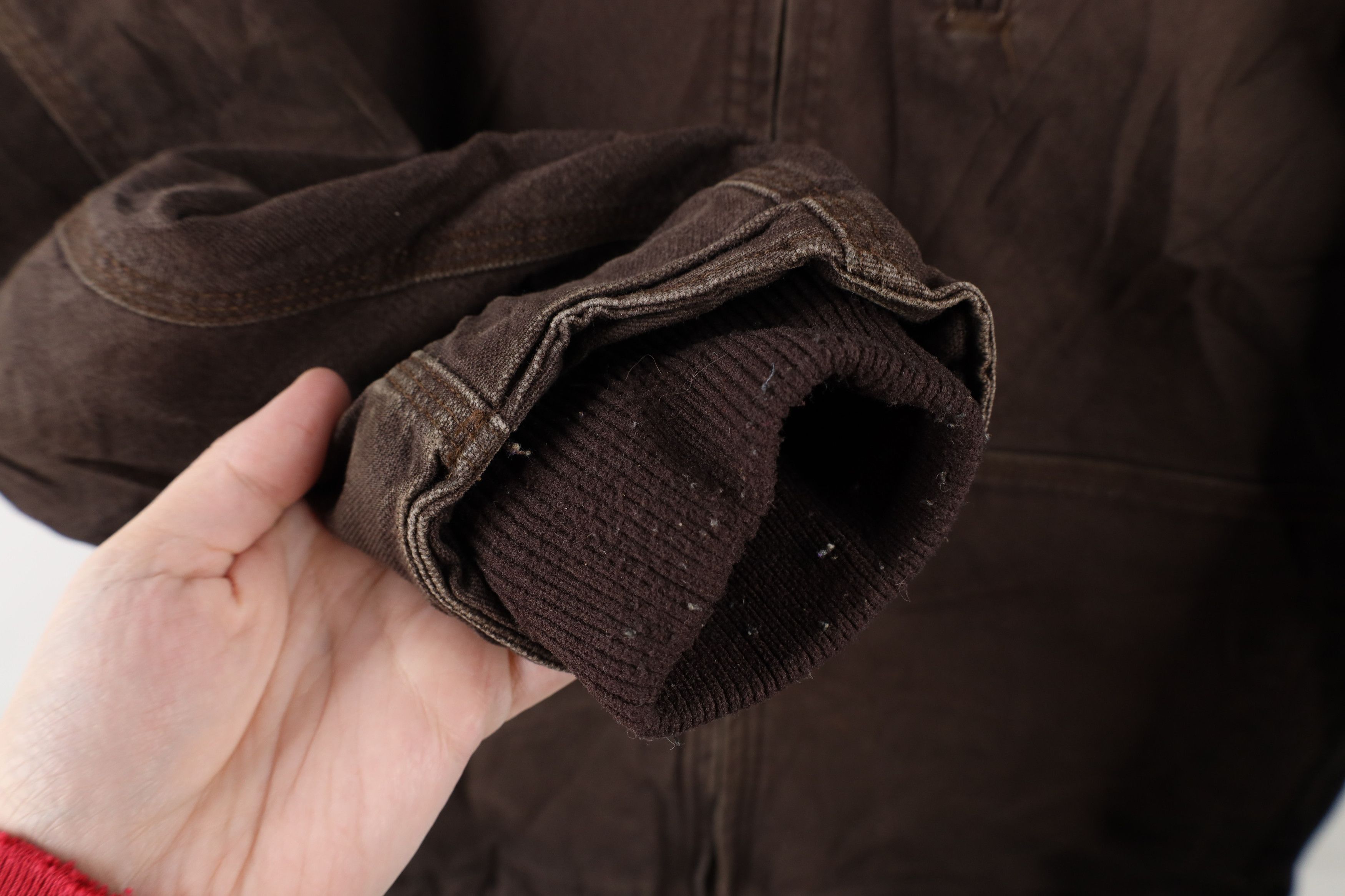 Carhartt × Vintage Vintage Carhartt Spell Out Fleece Lined Canvas Jacket Brown Size L / US 10 / IT 46 - 5 Thumbnail
