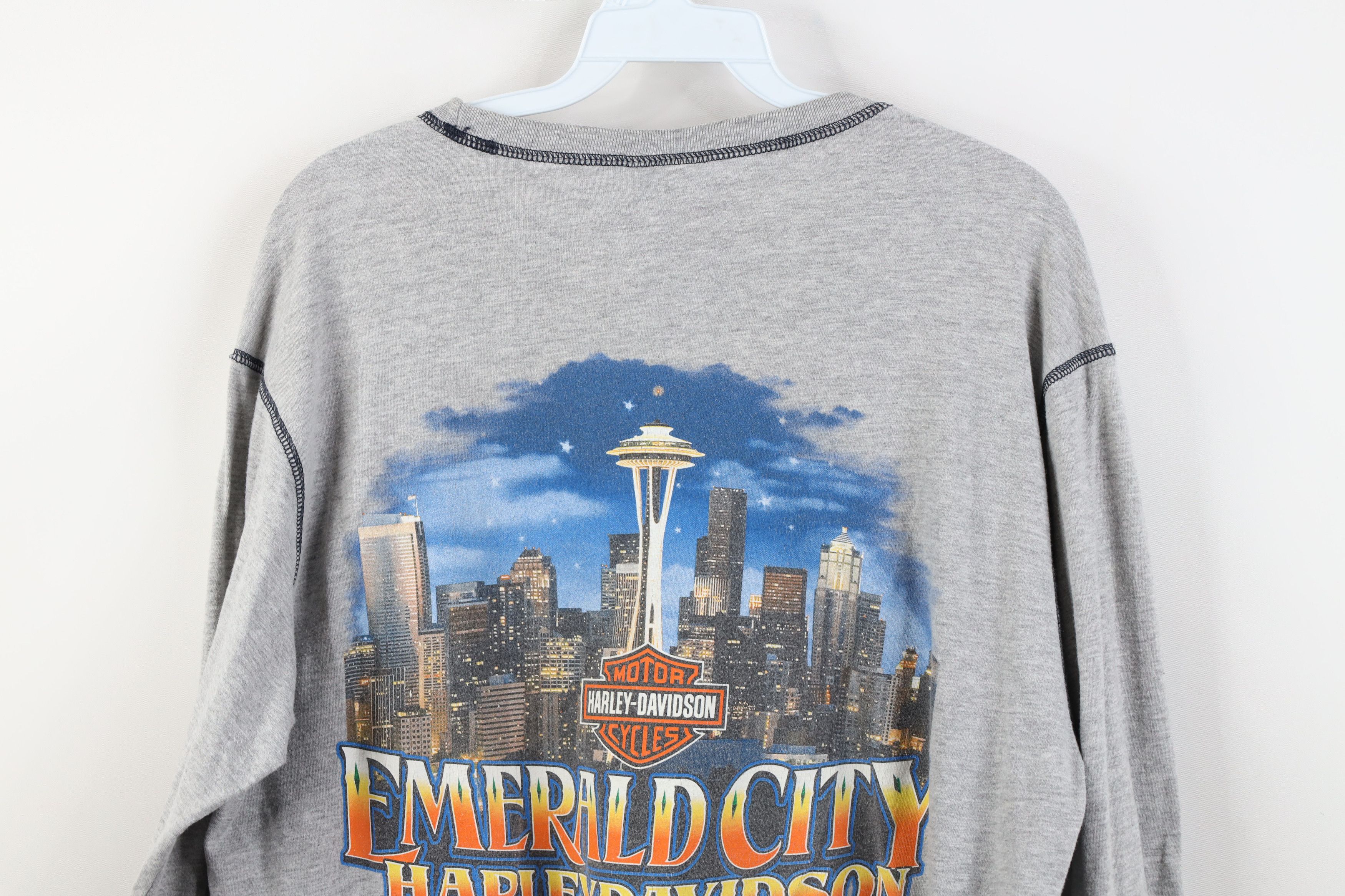 Harley Davidson Vintage Y2K Harley Davidson Seattle Long Sleeve T-Shirt Gray Size US L / EU 52-54 / 3 - 16 Thumbnail