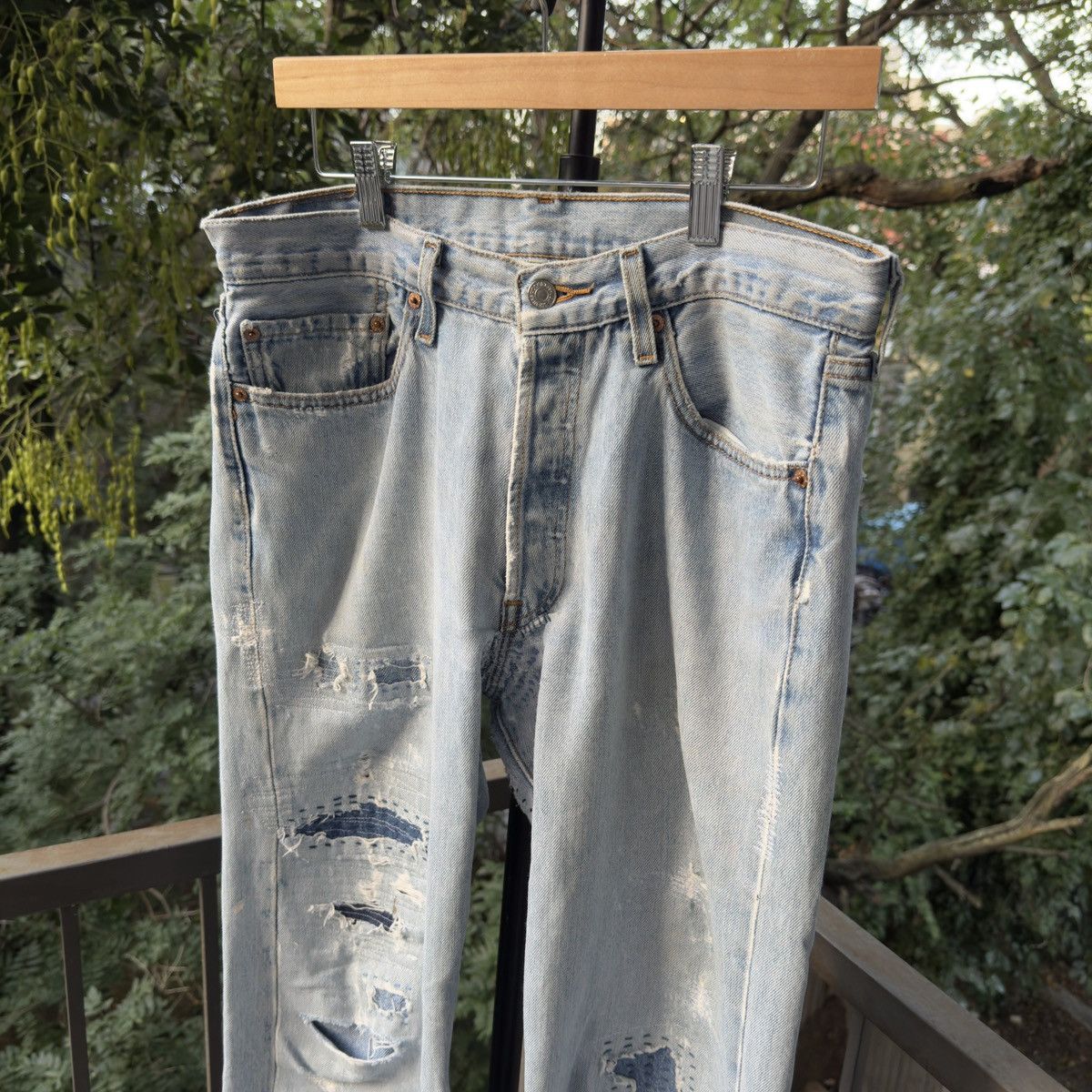 Levi's Levi's 501 Thrashed Faded Repaired Jeans ERD Grunge Chrome Size US 33 - 4 Thumbnail