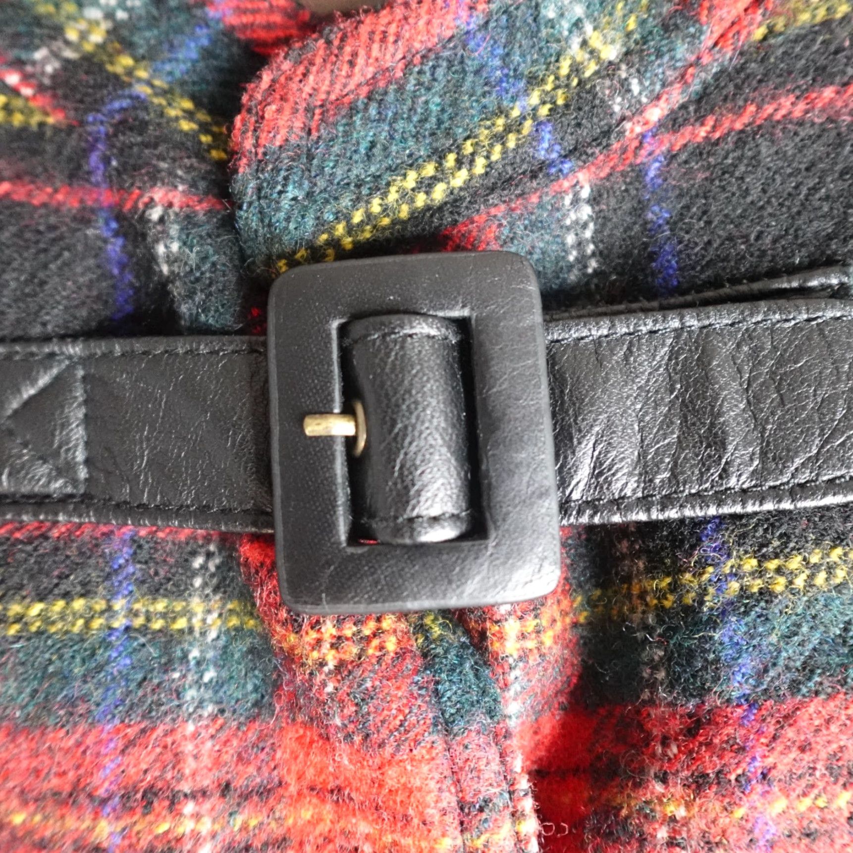 Vintage L.L. Bean Jacket Womens 14 Black Red Plaid Wool Merrimac Stewart Virgin Wool 100% Wool Long Sleeve Button Closure Mid-Length Womens Hanbook Size XL / US 12-14 / IT 48-50 - 4 Thumbnail