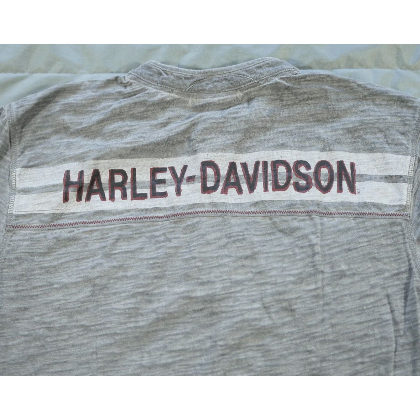 Harley Davidson Harley-Davidson Shirt Mens M Gray Henley Long Sleeve Biker Patch Spell Out Size US M / EU 48-50 / 2 - 2 Thumbnail