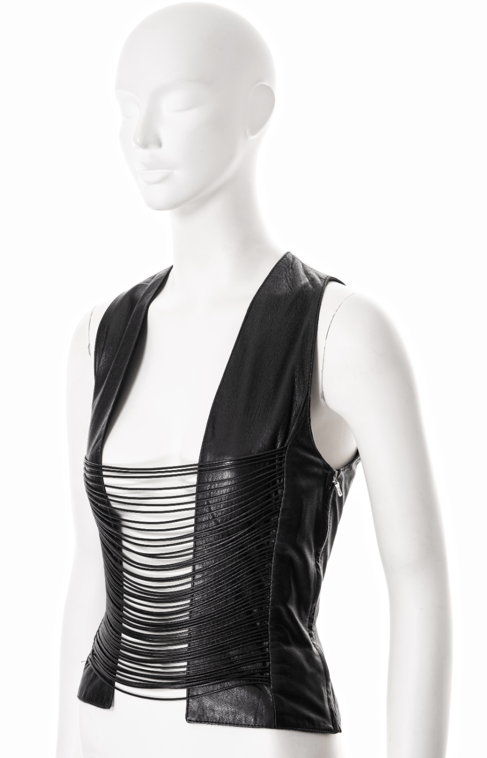 Helmut Lang 1992 Archive Open Front Leather Top
