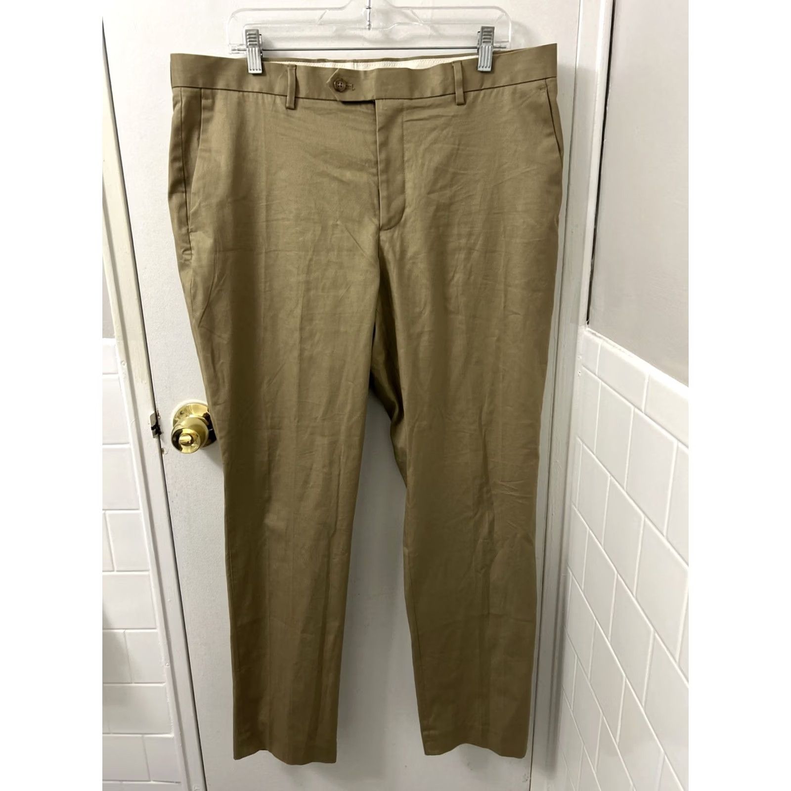 J.Crew J.CREW Bowery Pants Mens 36x32 Khaki Slim Straight Pockets Zip Button Dress Workwear Casual Pant Size US 36 / EU 52 - 2 Thumbnail