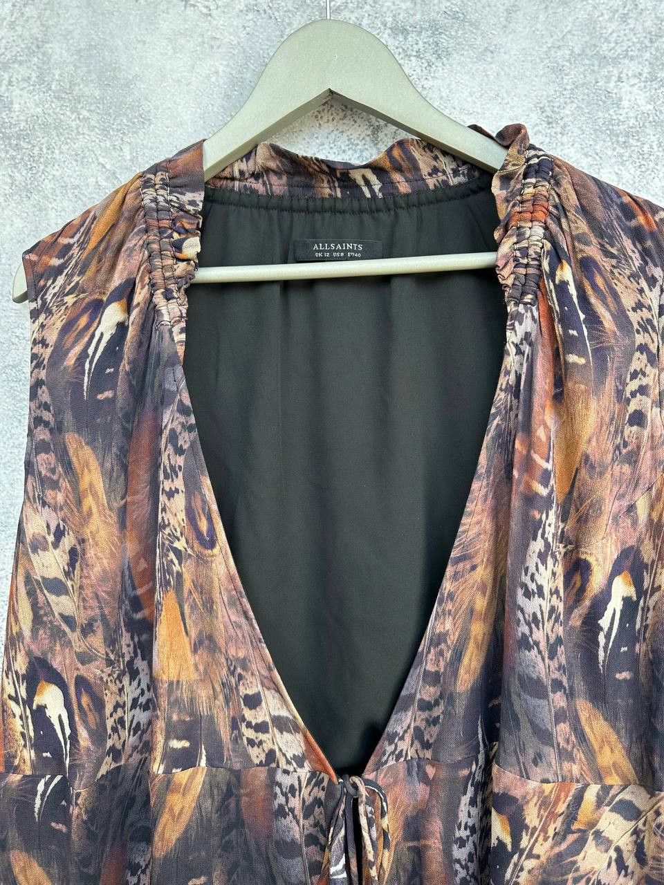 Allsaints AllSaints Darley Fusion Feather Print Ruffle Mini Dress Boho Size M / US 6-8 / IT 42-44 - 4 Thumbnail