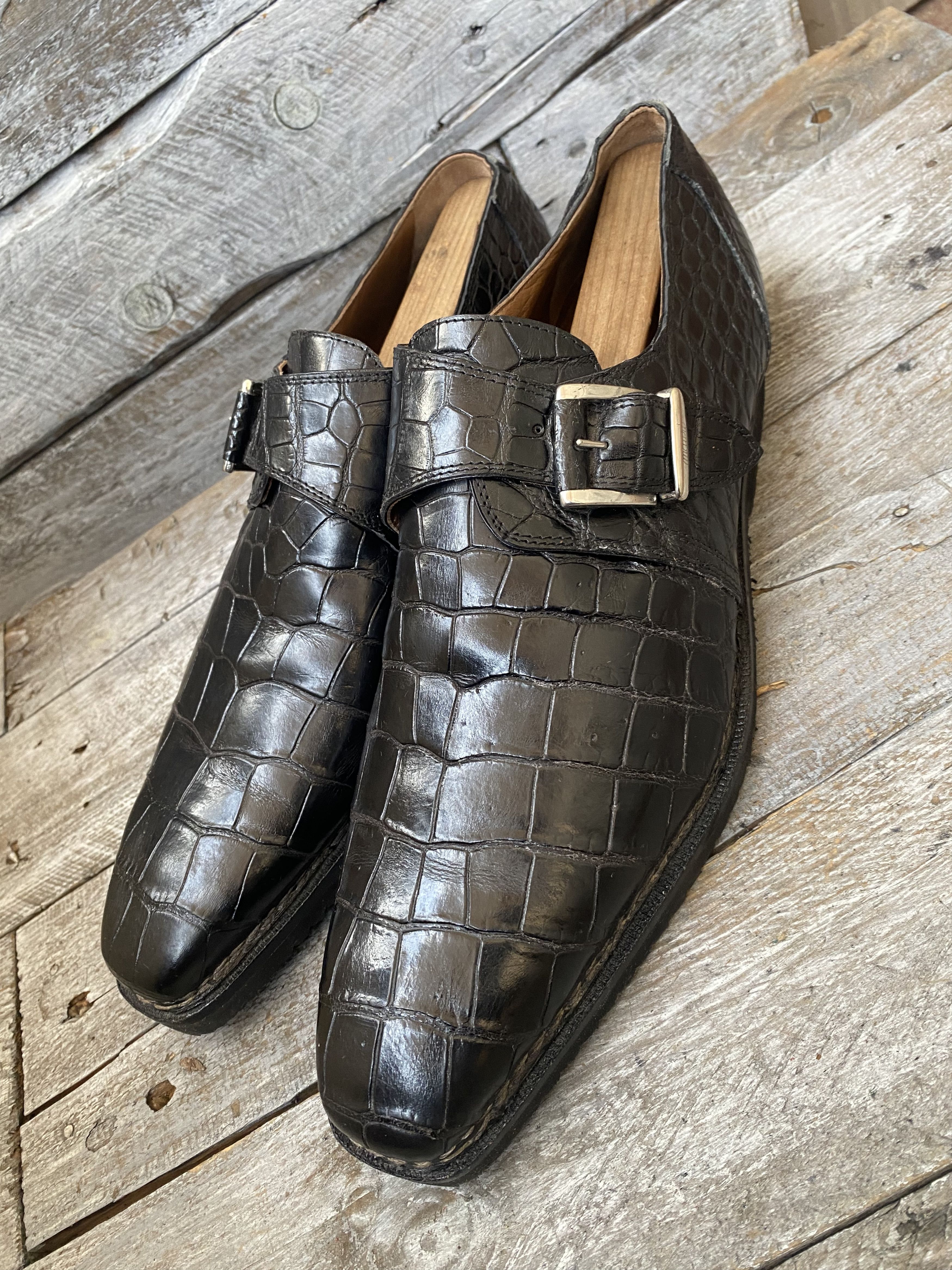Mauri exotic alligator monkstrap dress shoes sz 10