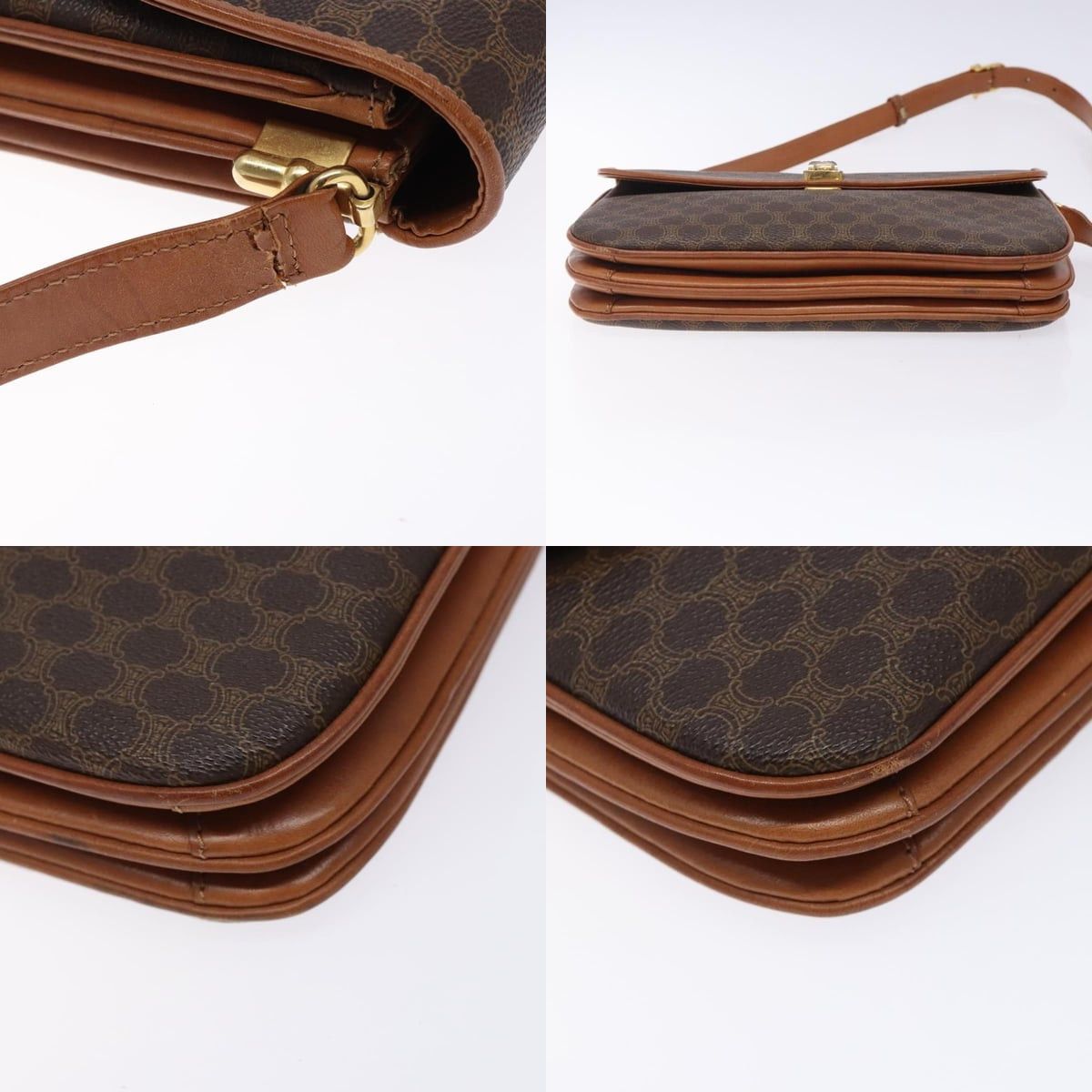 Celine CELINE Macadam Canvas Shoulder Bag Pvc Leather Brown Size ONE SIZE - 10 Thumbnail