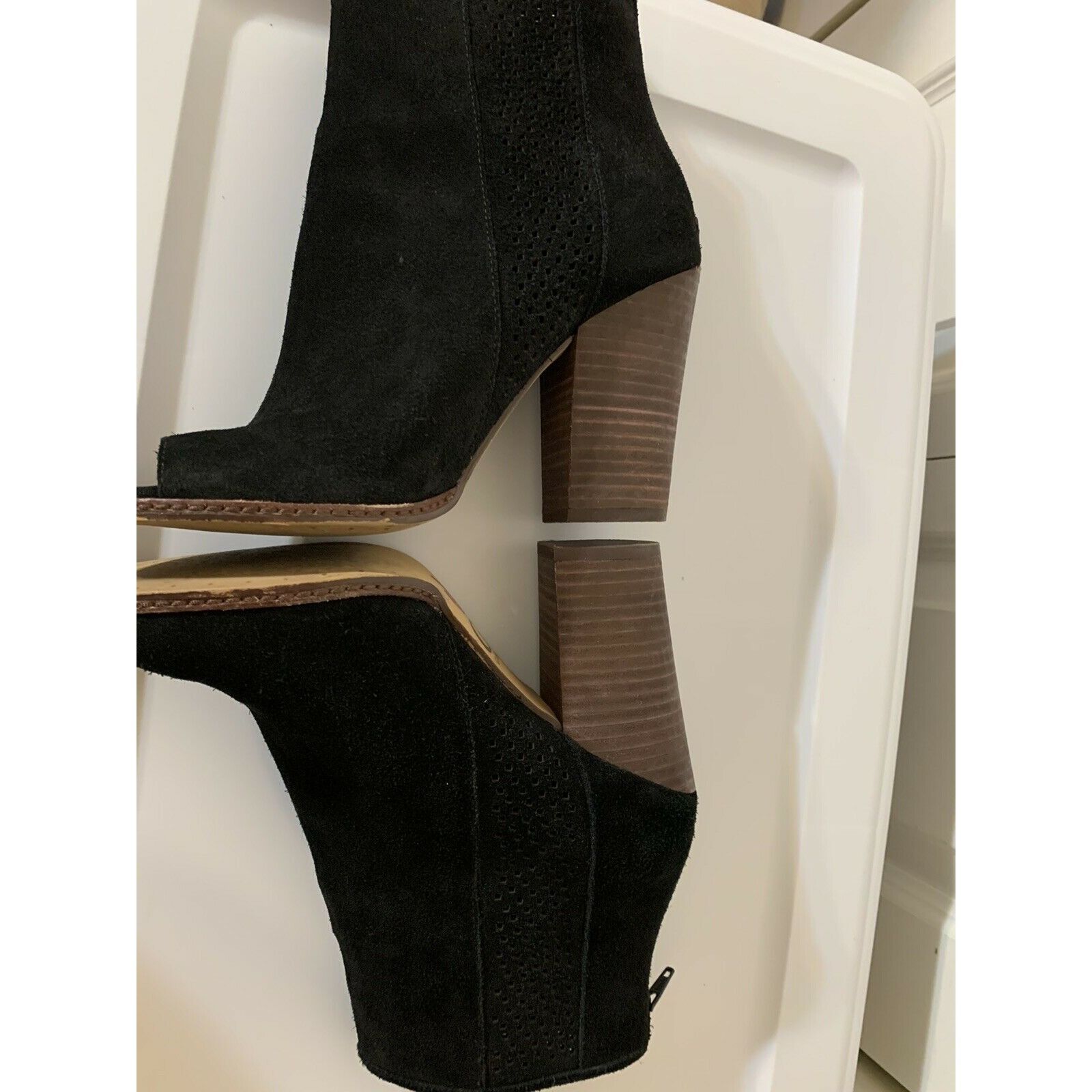 Other Gianni Bini Womens Sz 9M Black Open Toe Suede Leather Ankle Size US 9 / IT 39 - 6 Thumbnail