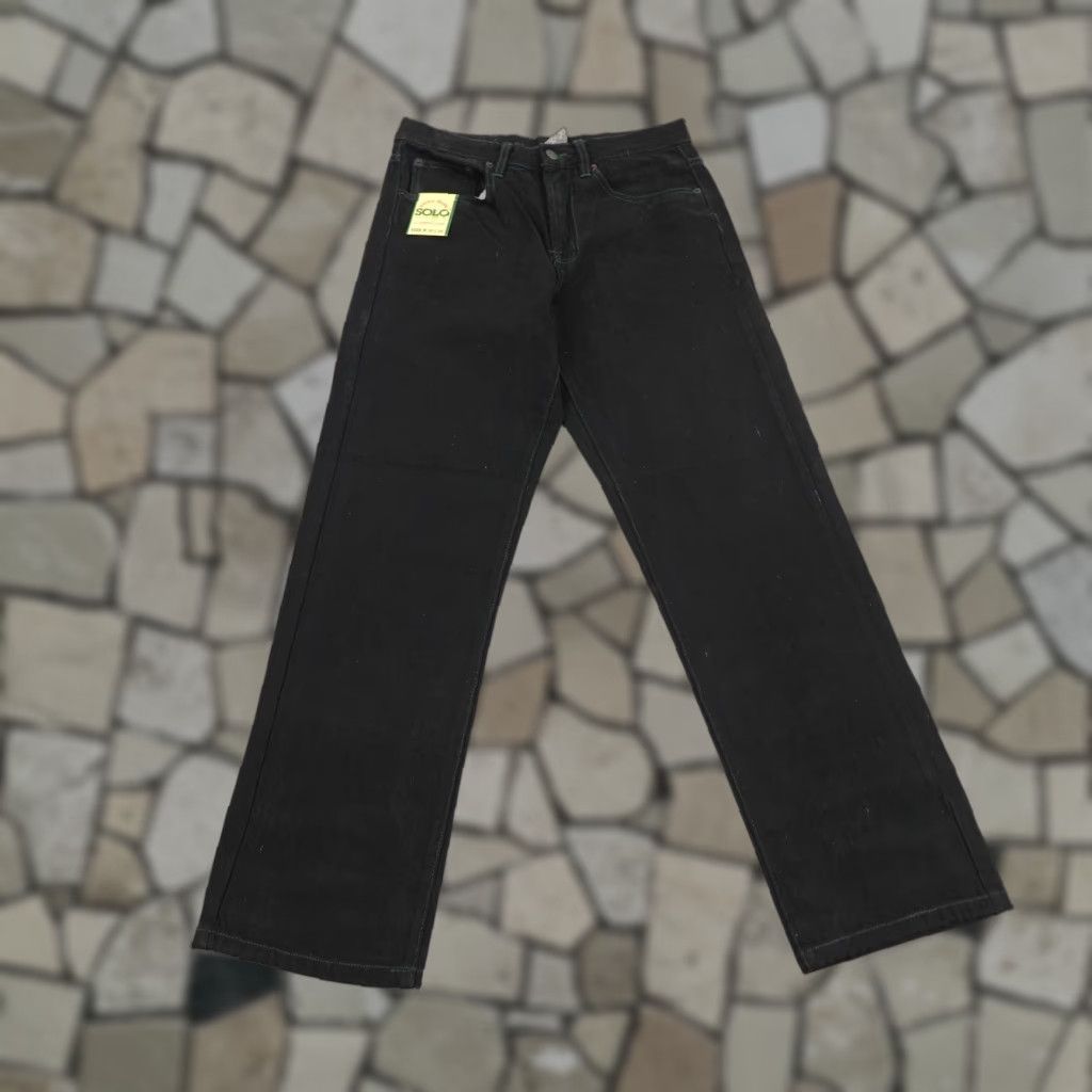 Vintage VINTAGE Solo Mens Jeans 30x30 Black Denim Straight Leg 90s Y2K Deadstock Cotton Size US 30 / EU 46 - 1 Thumbnail