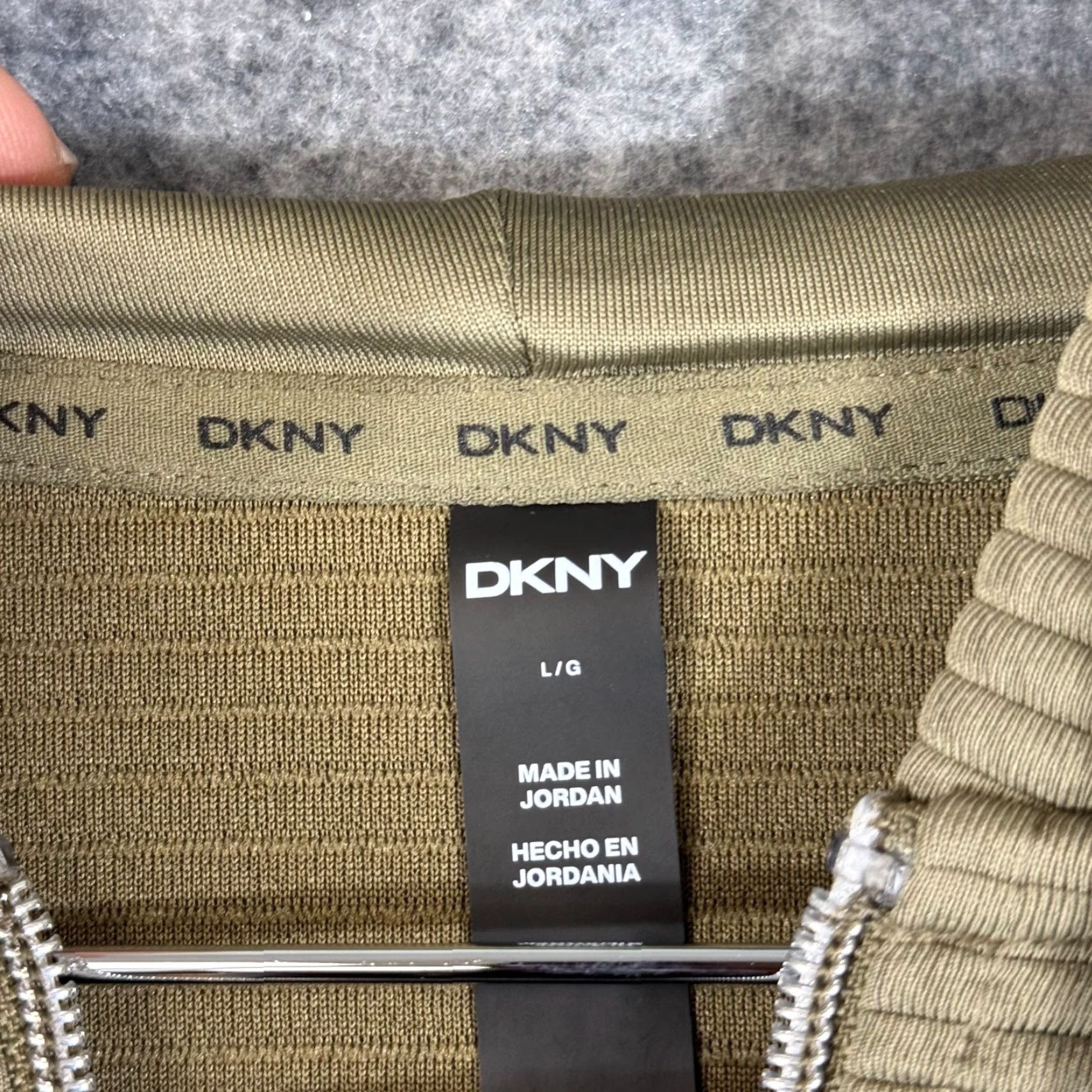 DKNY DKNY Full Zip Hoodie Sweatshirt Womens L Utility Green NWT Ottoman Ribbed Pockets Zipper Size L / US 10 / IT 46 - 7 Thumbnail