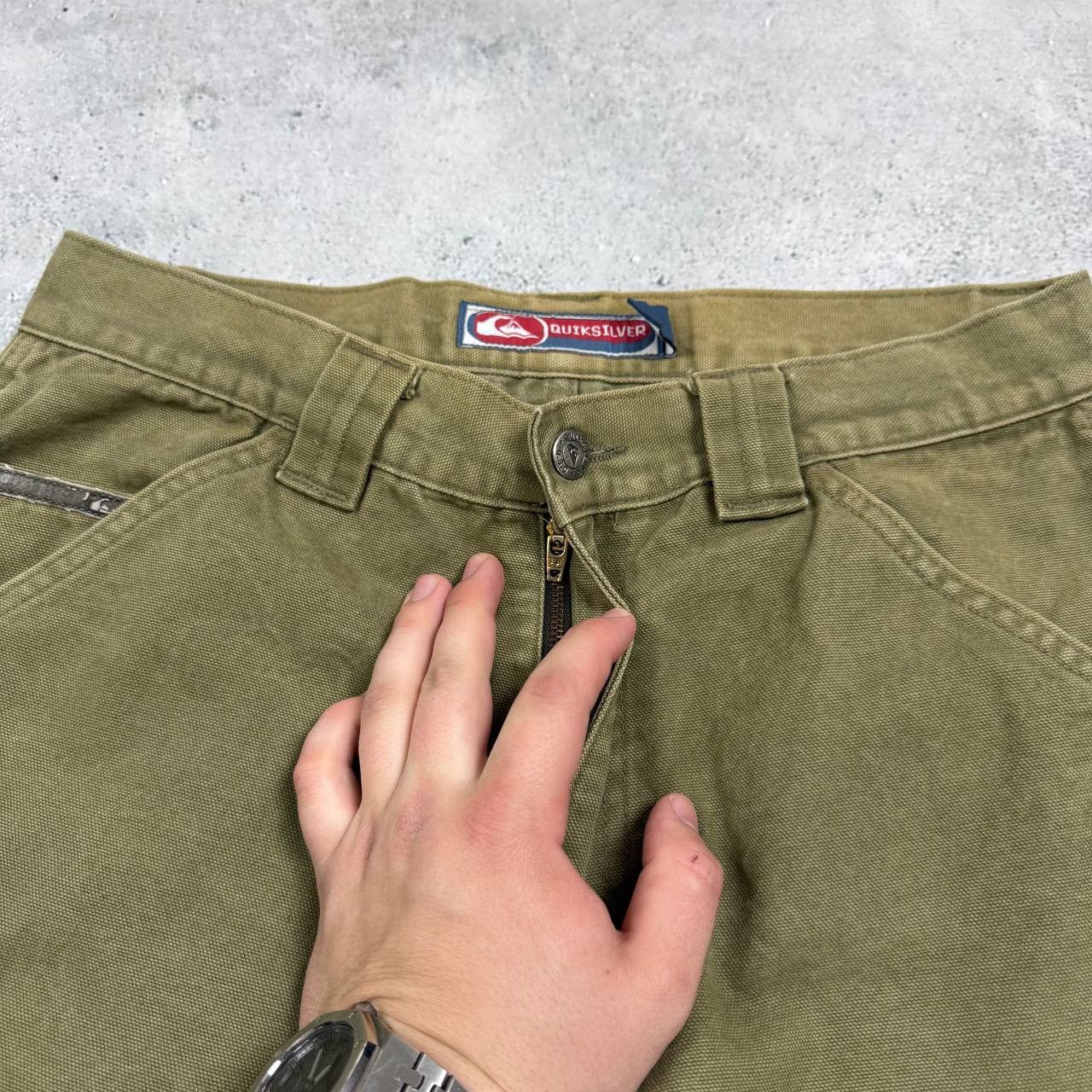 Quiksilver Vintage 2000s Quiksilver Barney Canvas Carpenter Pants Khaki Size US 31 - 15 Thumbnail