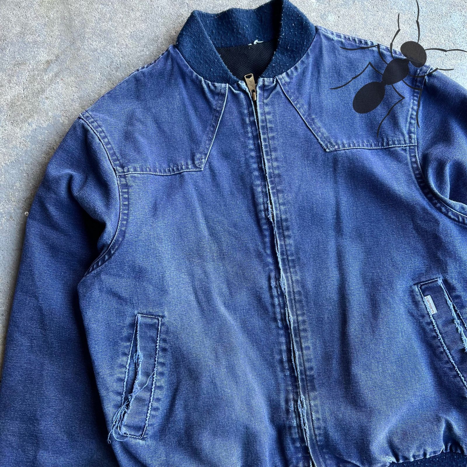 Carhartt × Vintage Vintage 1989 Carhartt blue Santa Fe distressed work jacket Size US M / EU 48-50 / 2 - 2 Thumbnail